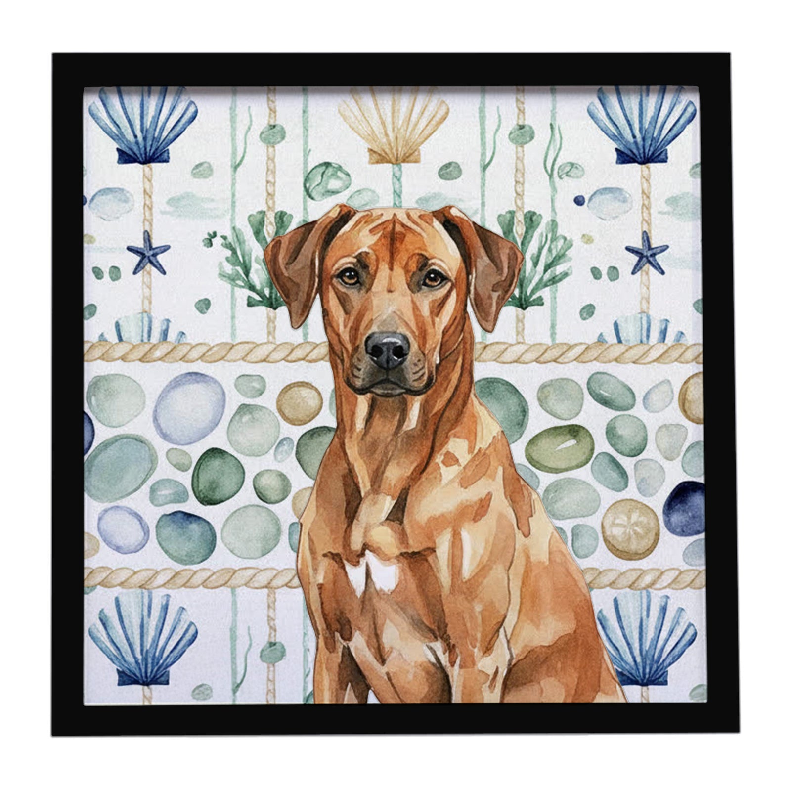 Caroline's Treasures Rhodesian Ridgeback Coastal Sea Glass Framed Metal Print