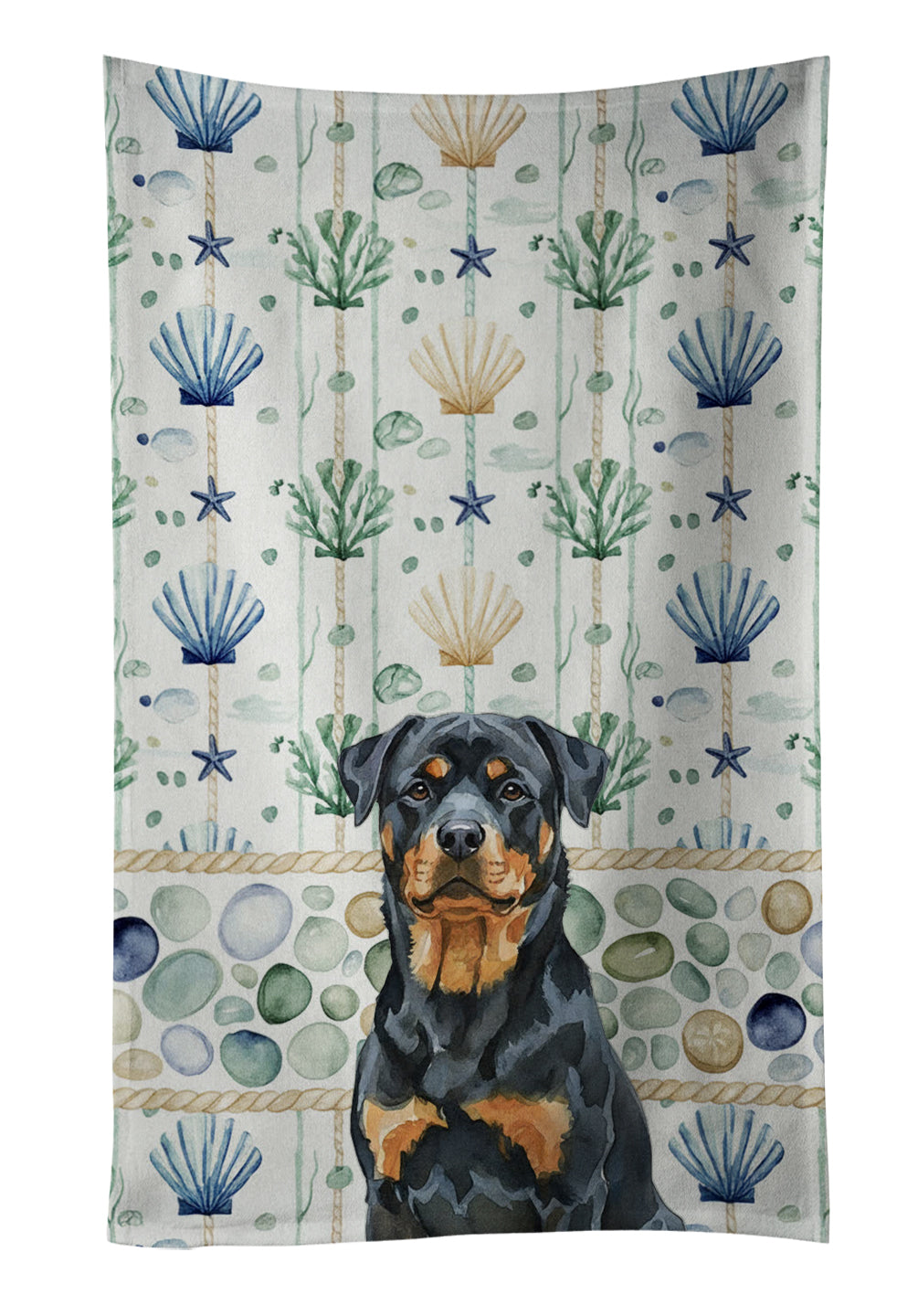Caroline's Treasures Rottweiler Coastal Sea Glass Kitchen Towel