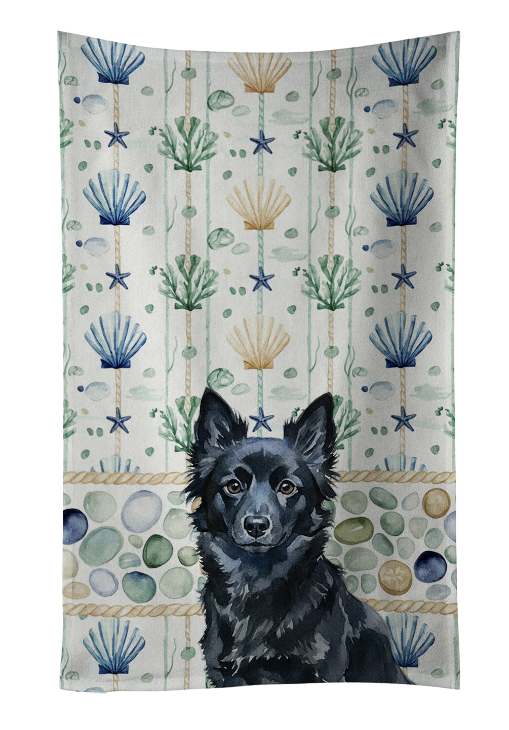 Caroline's Treasures Schipperke Coastal Sea Glass Kitchen Towel