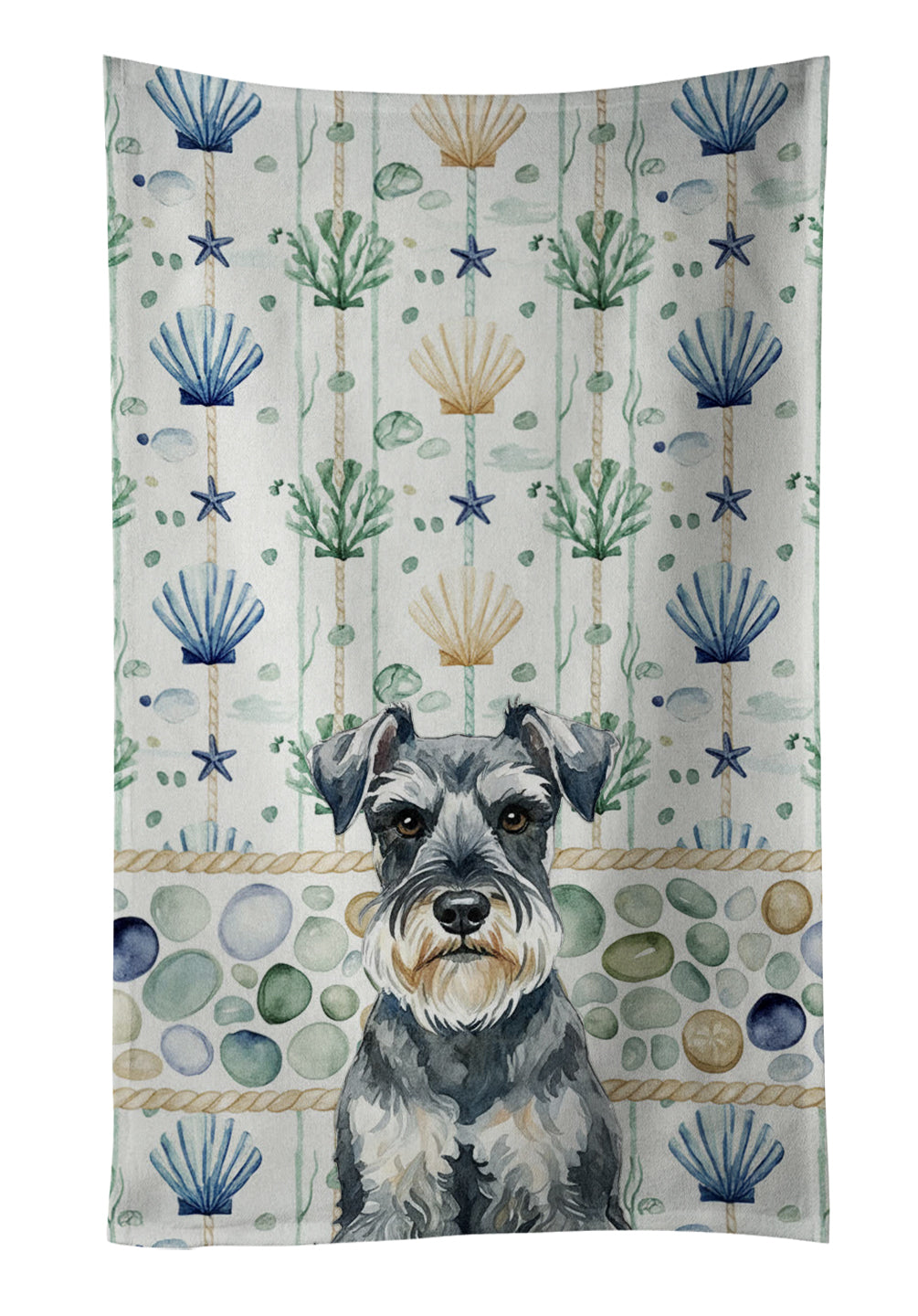 Caroline's Treasures Schnauzer Coastal Sea Glass Kitchen Towel