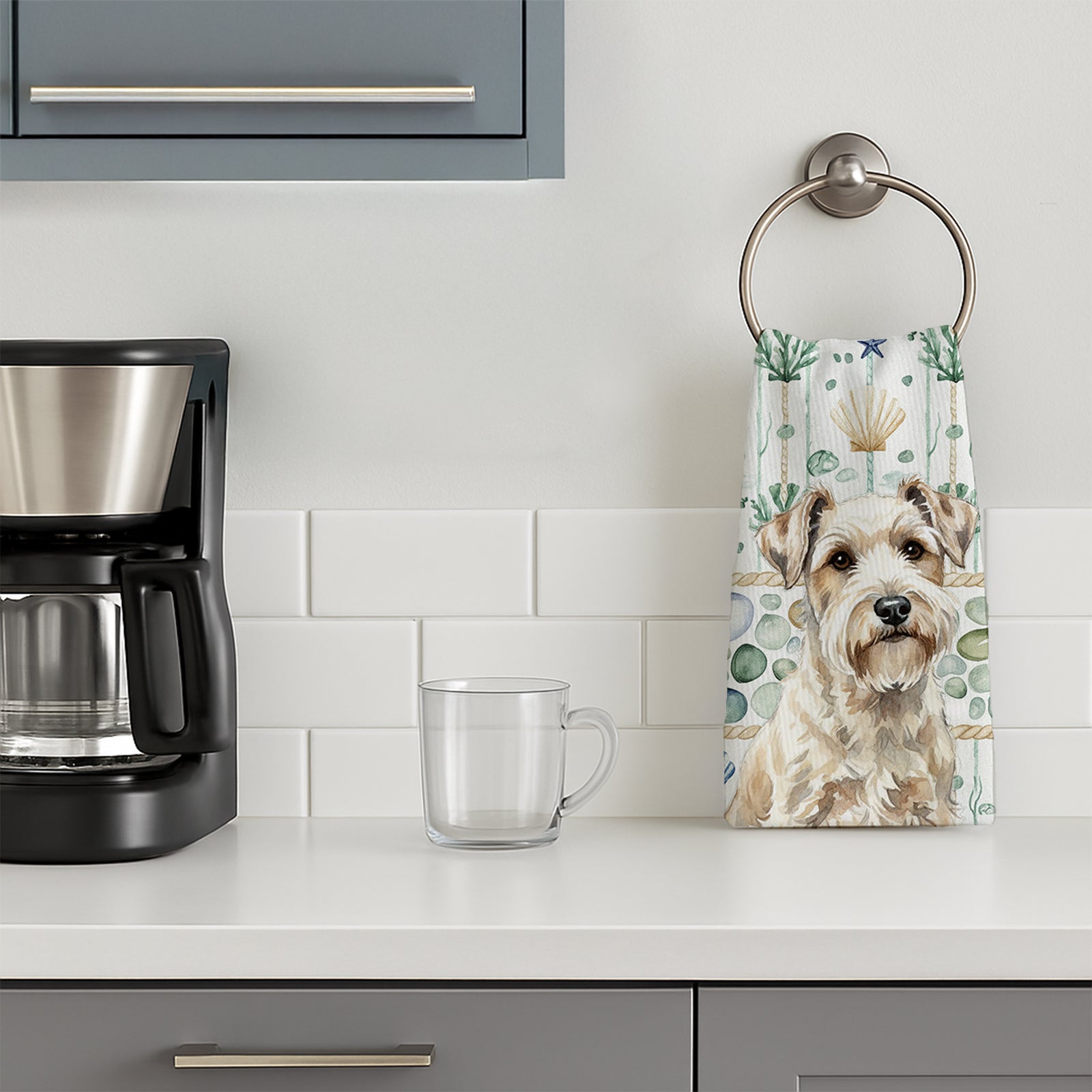 Caroline's Treasures Sealyham Terrier Coastal Sea Glass Kitchen Towel
