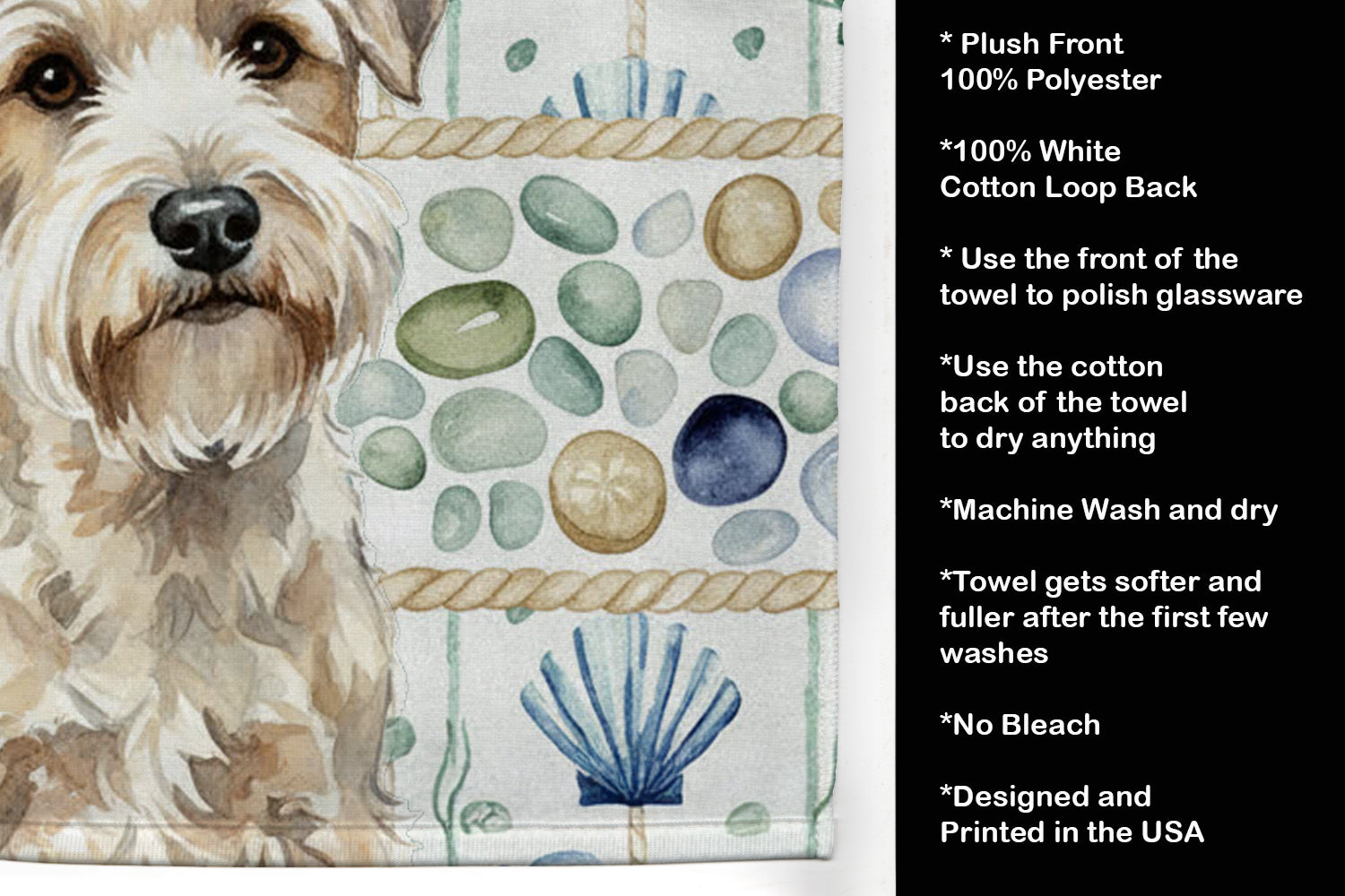 Caroline's Treasures Sealyham Terrier Coastal Sea Glass Kitchen Towel
