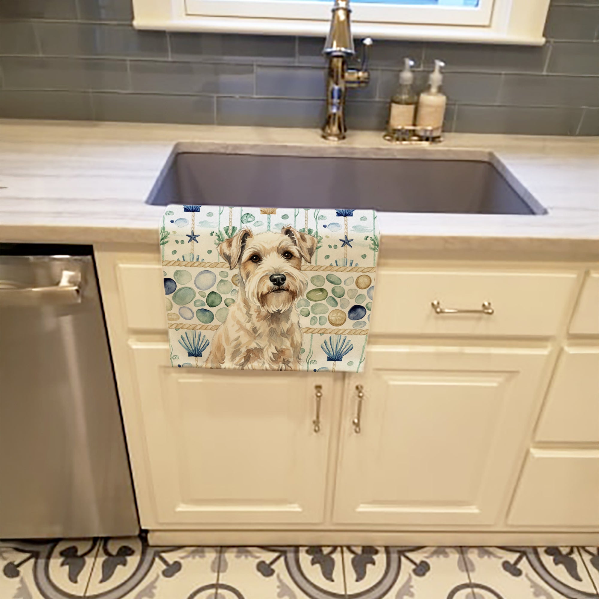 Caroline's Treasures Sealyham Terrier Coastal Sea Glass Kitchen Towel