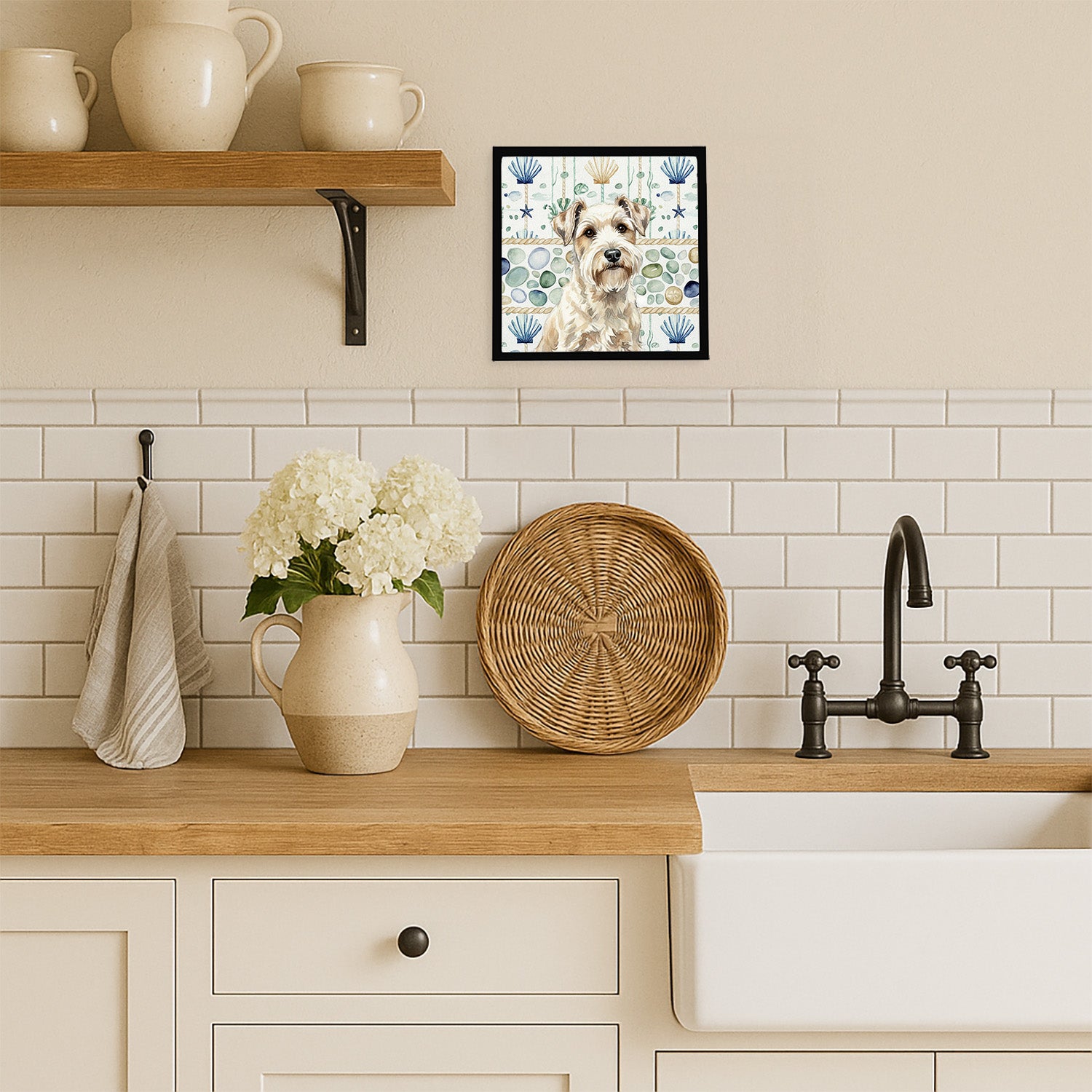 Caroline's Treasures Sealyham Terrier Coastal Sea Glass Framed Metal Print