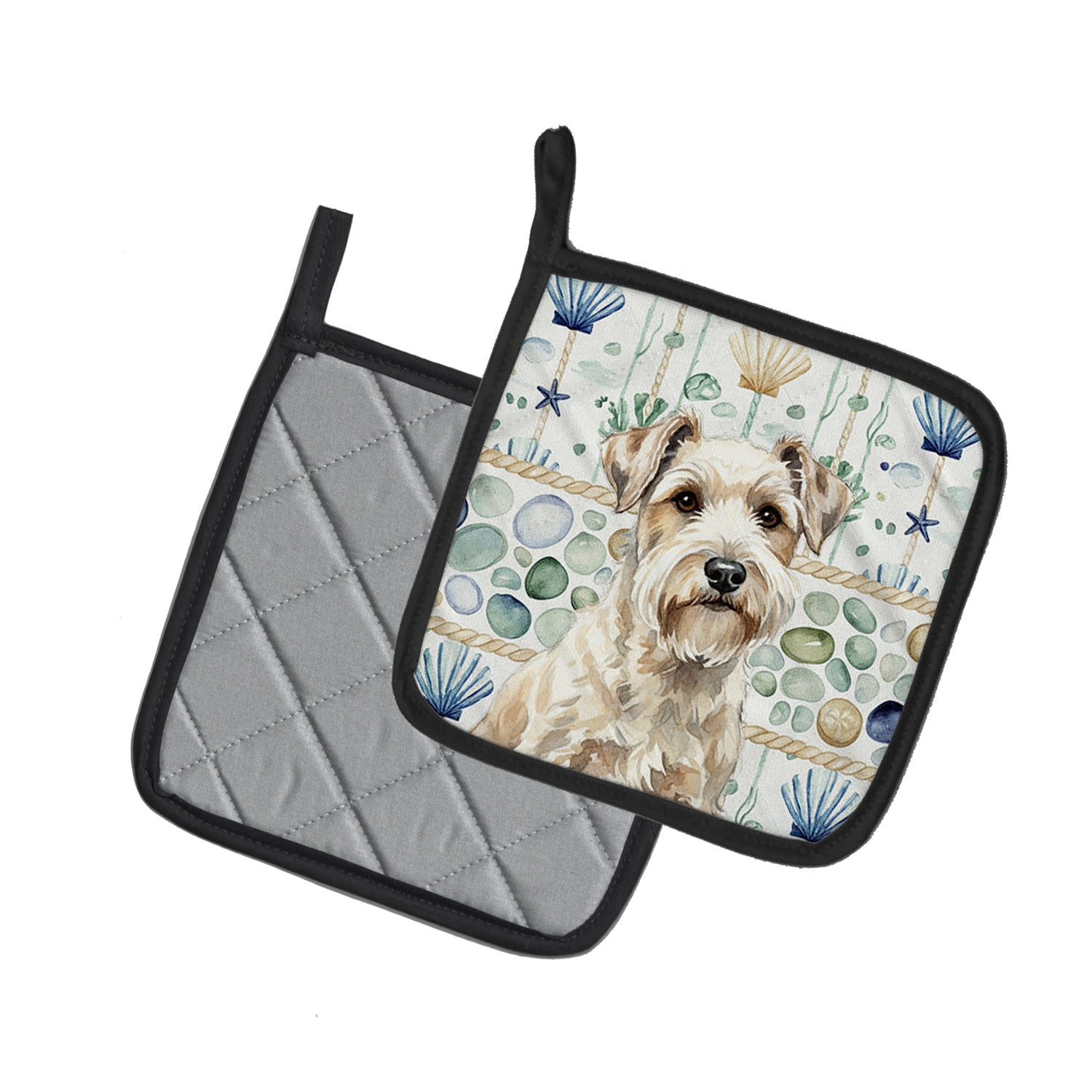 Caroline's Treasures Sealyham Terrier Coastal Sea Glass Pair of Pot Holders