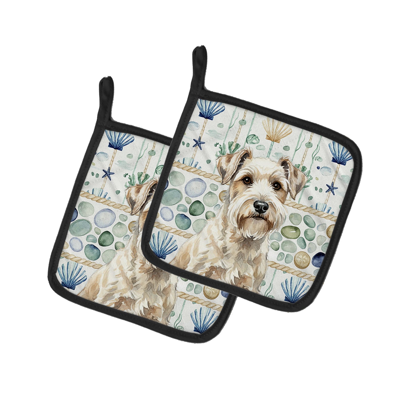 Caroline's Treasures Sealyham Terrier Coastal Sea Glass Pair of Pot Holders
