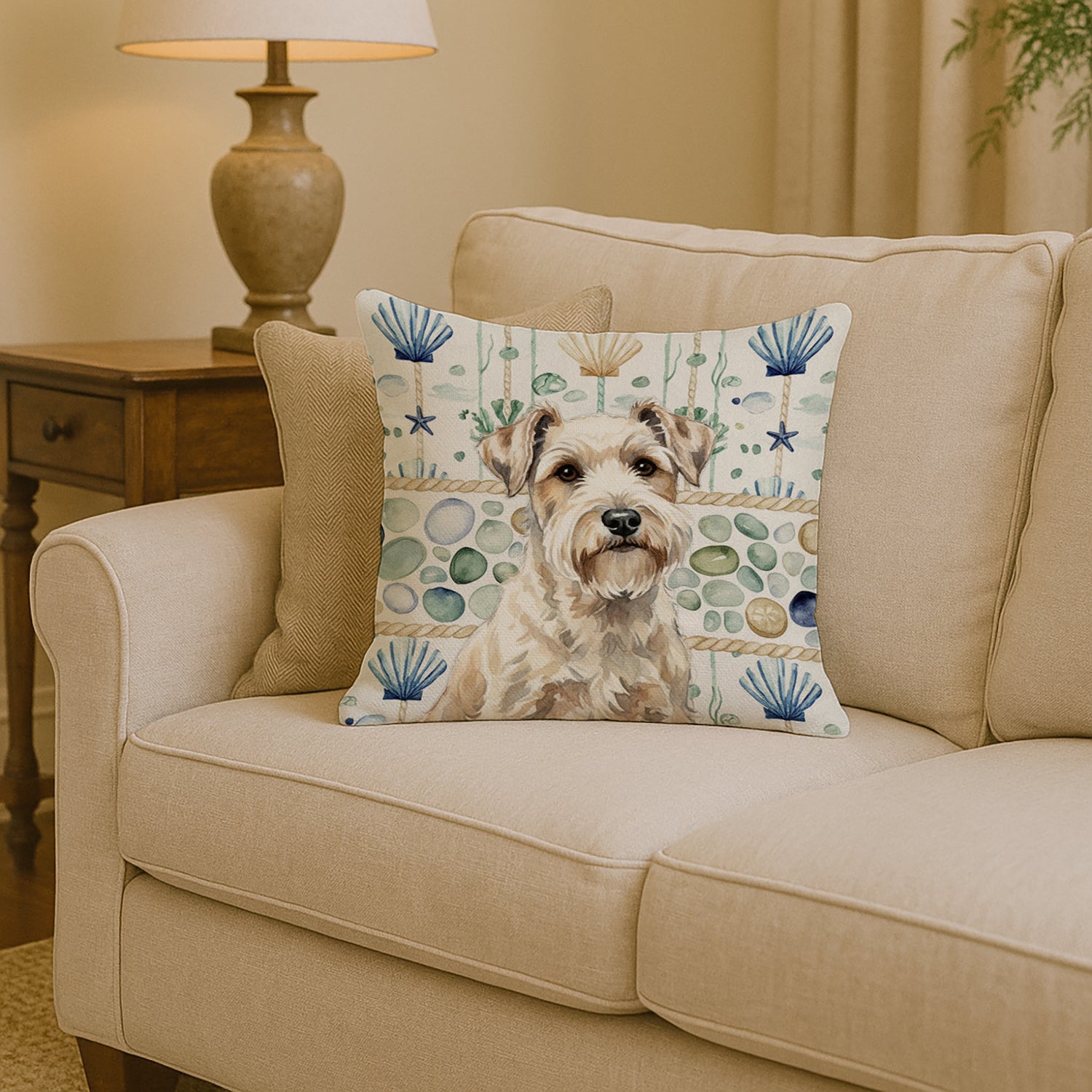 Caroline's Treasures Sealyham Terrier Coastal Sea Glass Throw Pillow