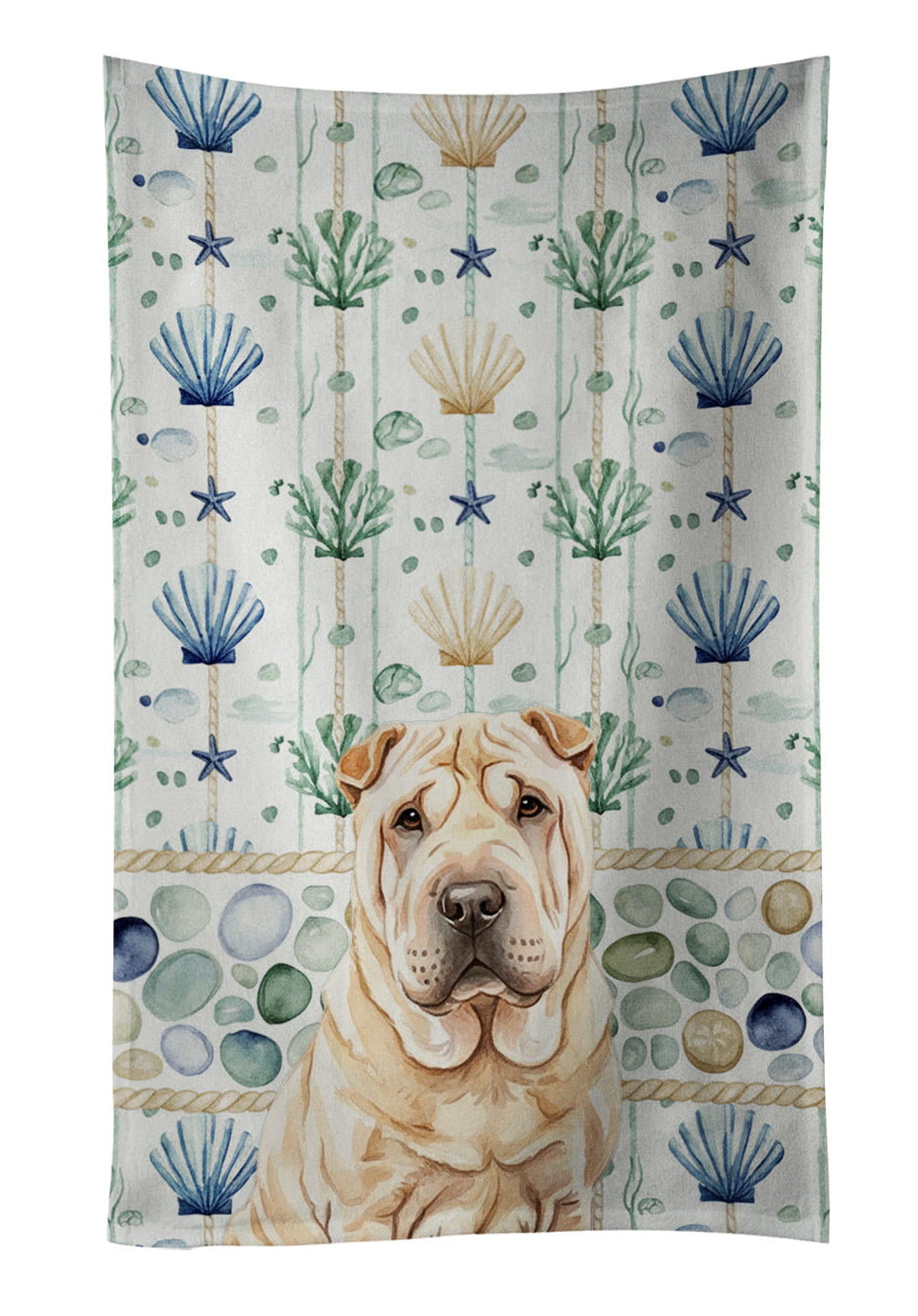 Caroline's Treasures Shar Pei Coastal Sea Glass Kitchen Towel