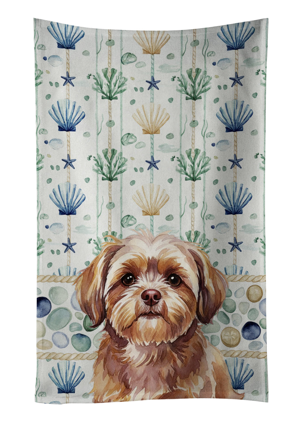 Caroline's Treasures Liver Shih Tzu Coastal Sea Glass Kitchen Towel