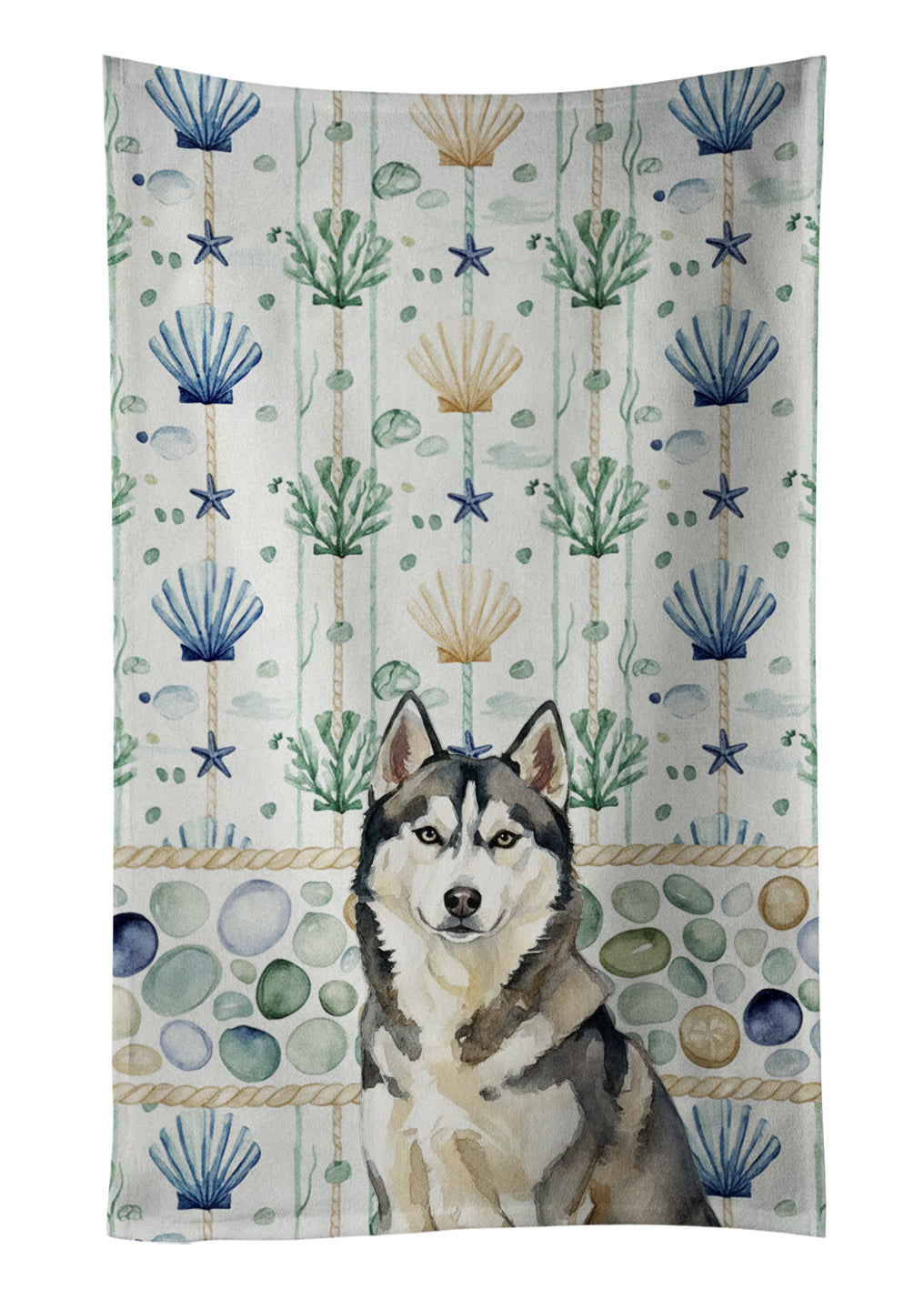 Caroline's Treasures Agouti Siberian Husky Coastal Sea Glass Kitchen Towel