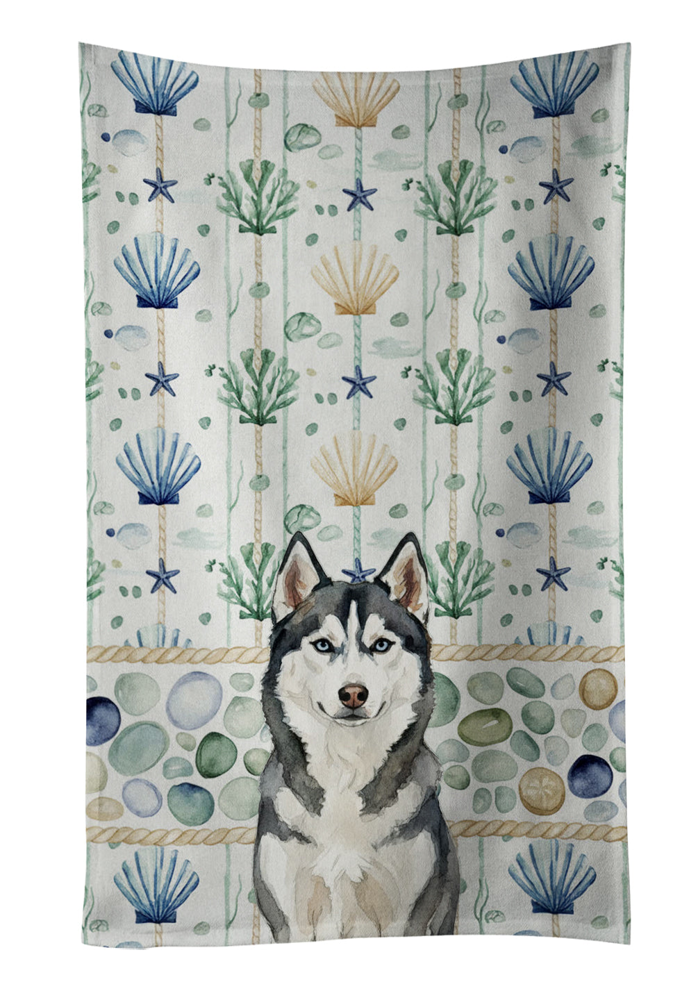 Caroline's Treasures Siberian Husky Coastal Sea Glass Kitchen Towel