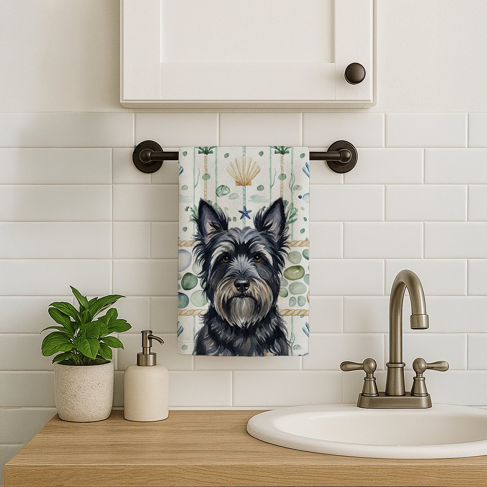 Caroline's Treasures Black Skye Terrier Coastal Sea Glass Kitchen Towel