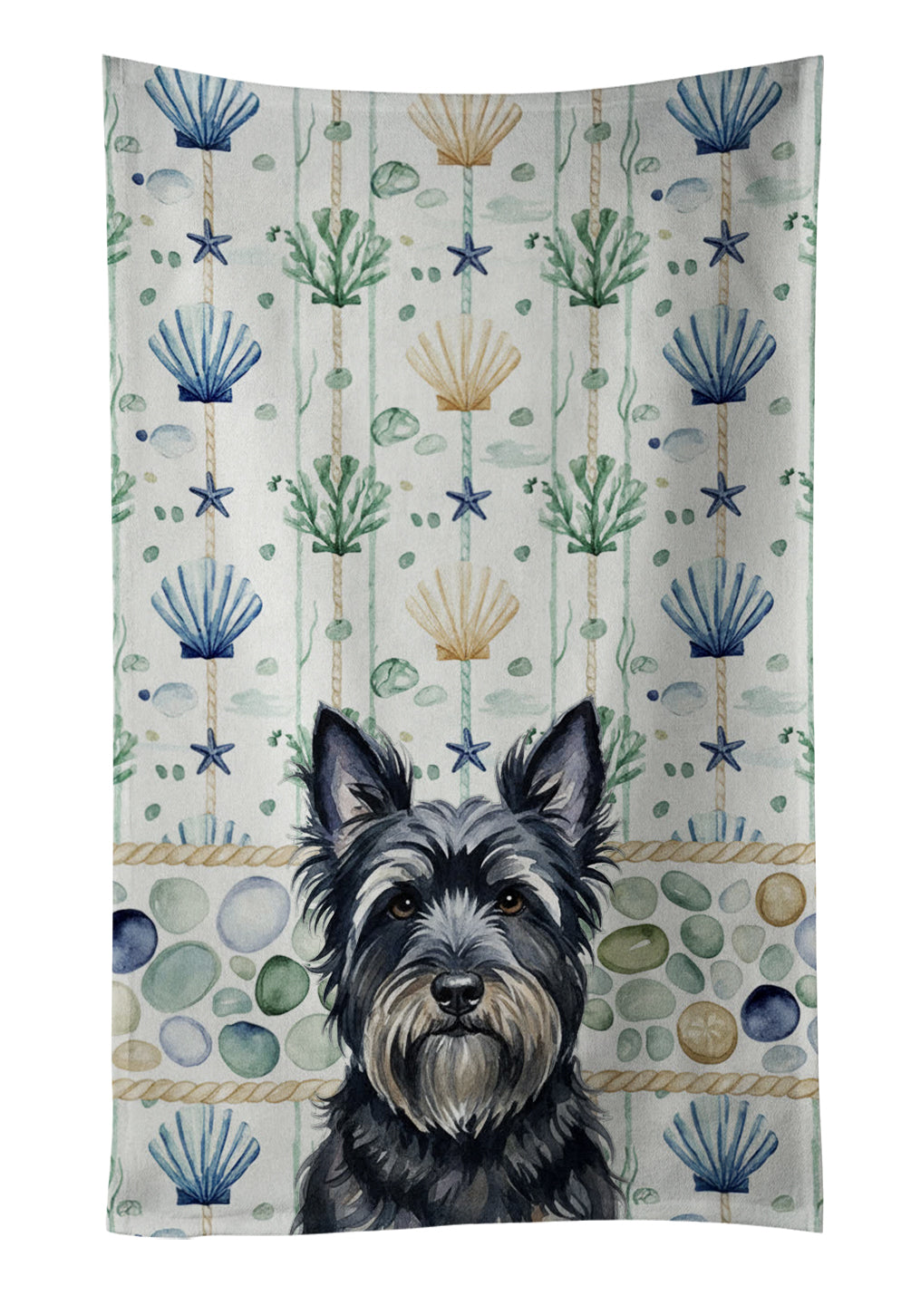 Caroline's Treasures Black Skye Terrier Coastal Sea Glass Kitchen Towel