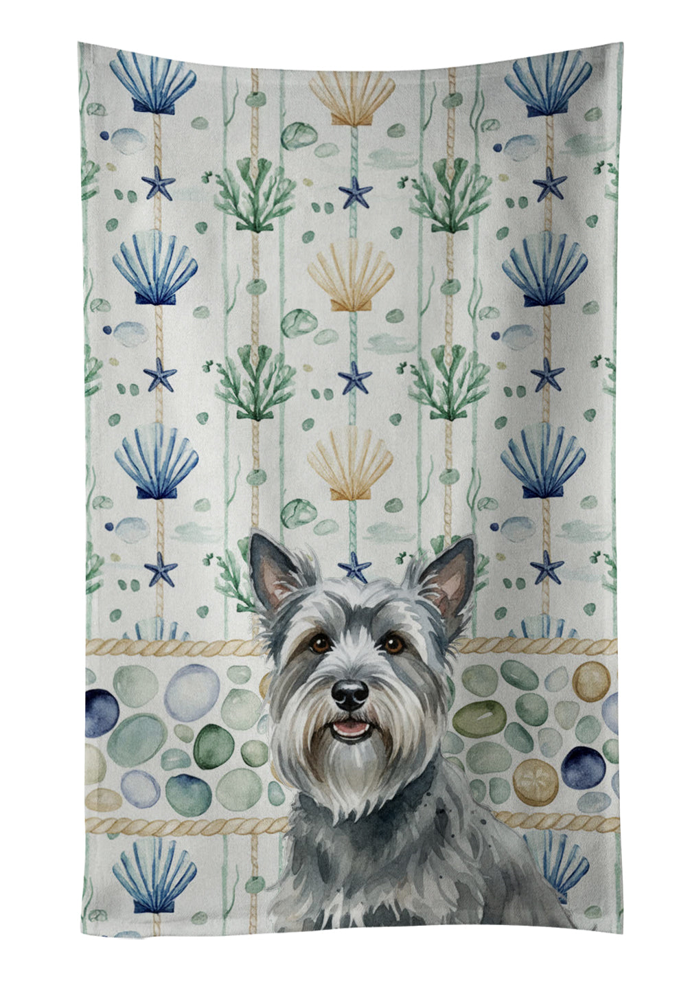 Caroline's Treasures Gray Skye Terrier Coastal Sea Glass Kitchen Towel