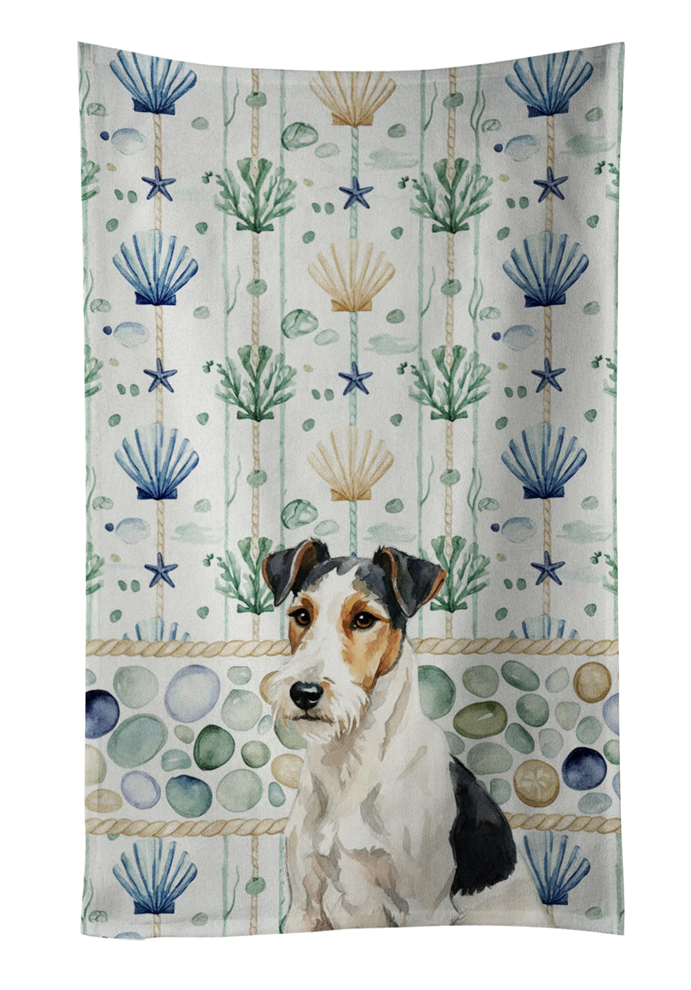 Caroline's Treasures Smooth Fox Terrier Coastal Sea Glass Kitchen Towel