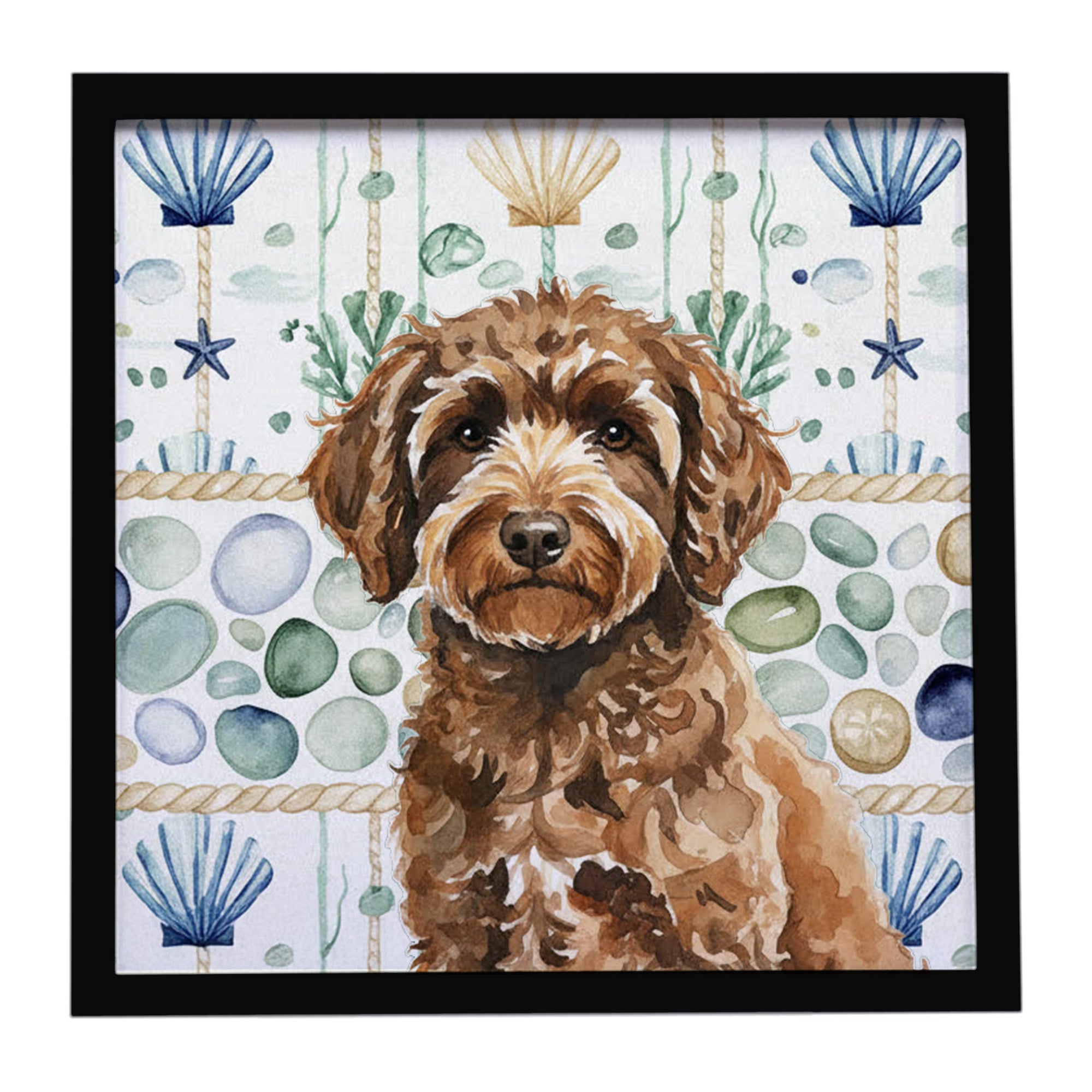 Caroline's Treasures Spanish Water Dog Coastal Sea Glass Framed Metal Print