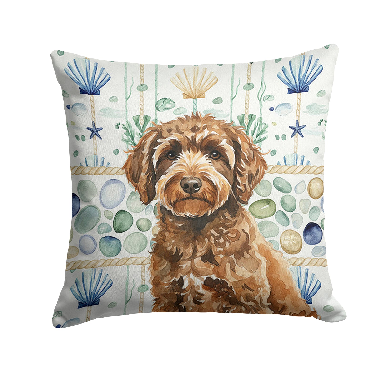 Caroline's Treasures Spanish Water Dog Coastal Sea Glass Throw Pillow