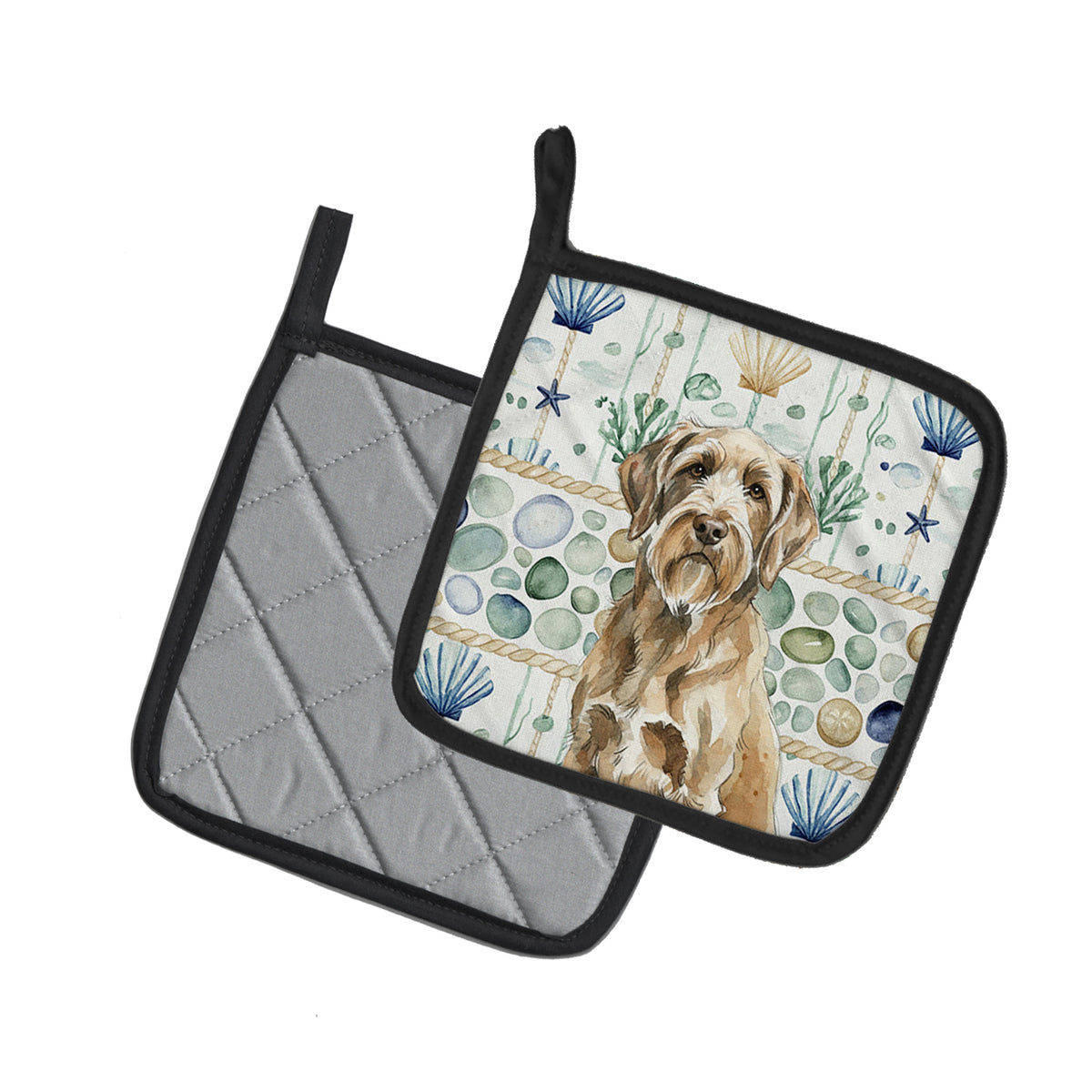 Caroline's Treasures Spinone Italiano Coastal Sea Glass Pair of Pot Holders