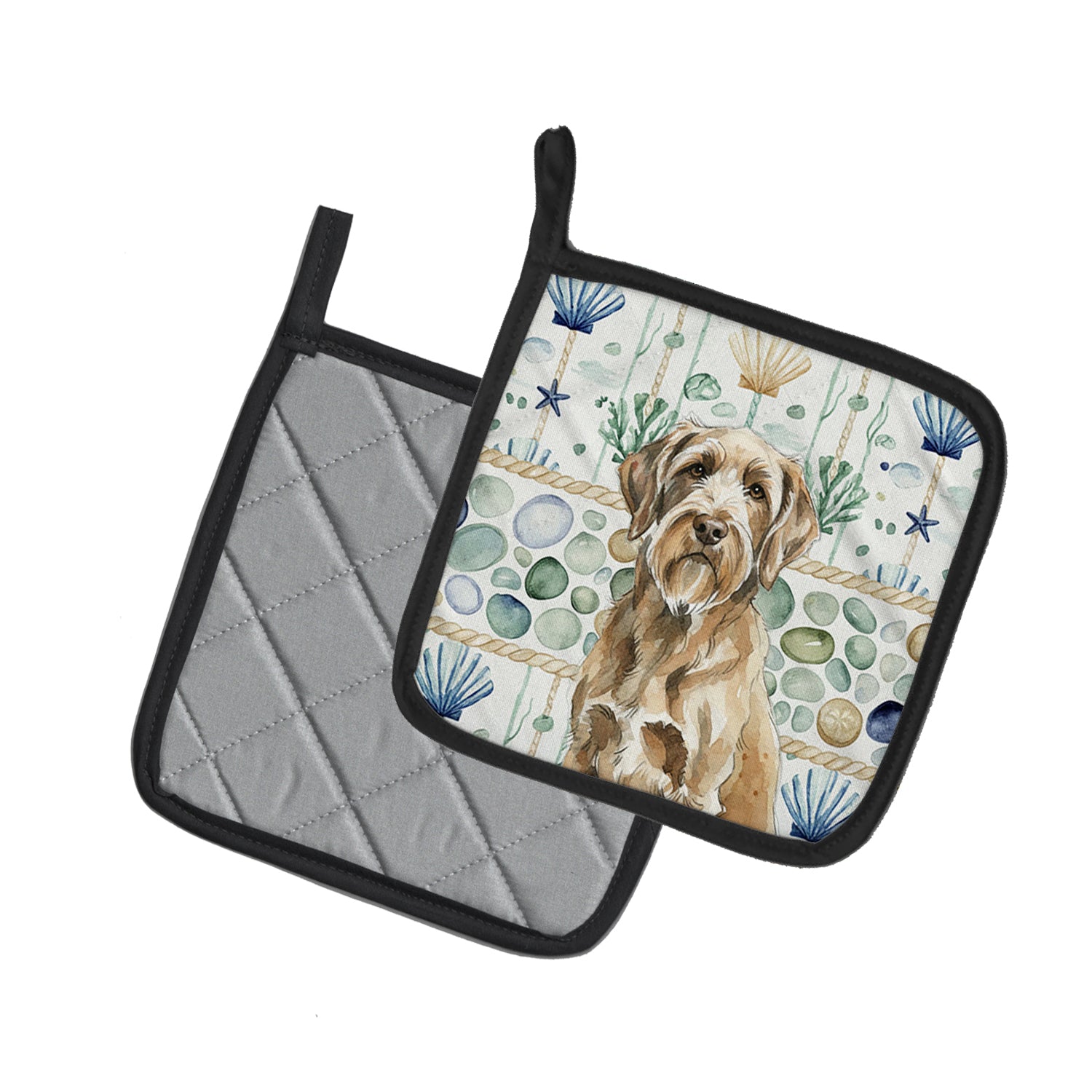 Caroline's Treasures Spinone Italiano Coastal Sea Glass Pair of Pot Holders