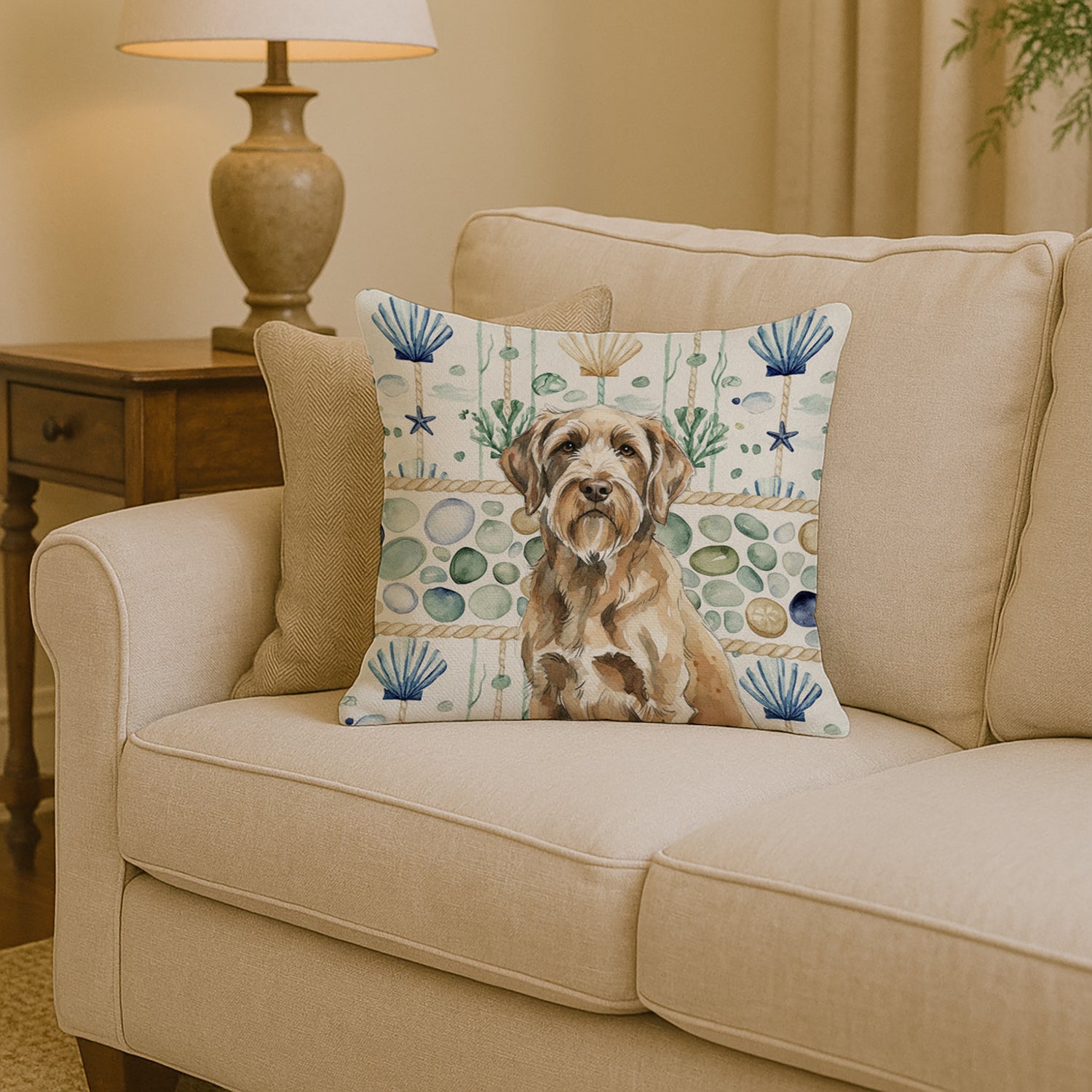 Caroline's Treasures Spinone Italiano Coastal Sea Glass Throw Pillow