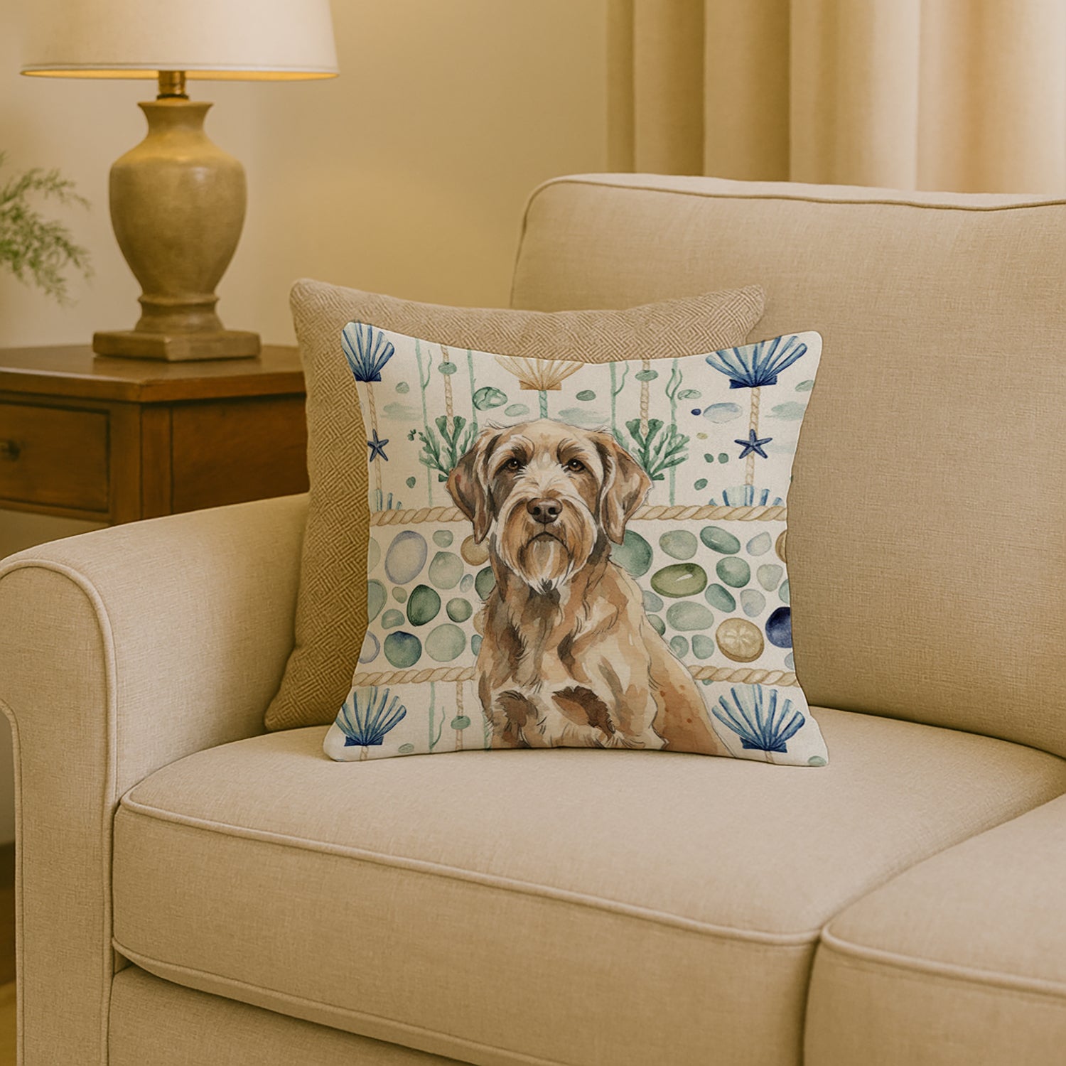 Caroline's Treasures Spinone Italiano Coastal Sea Glass Throw Pillow
