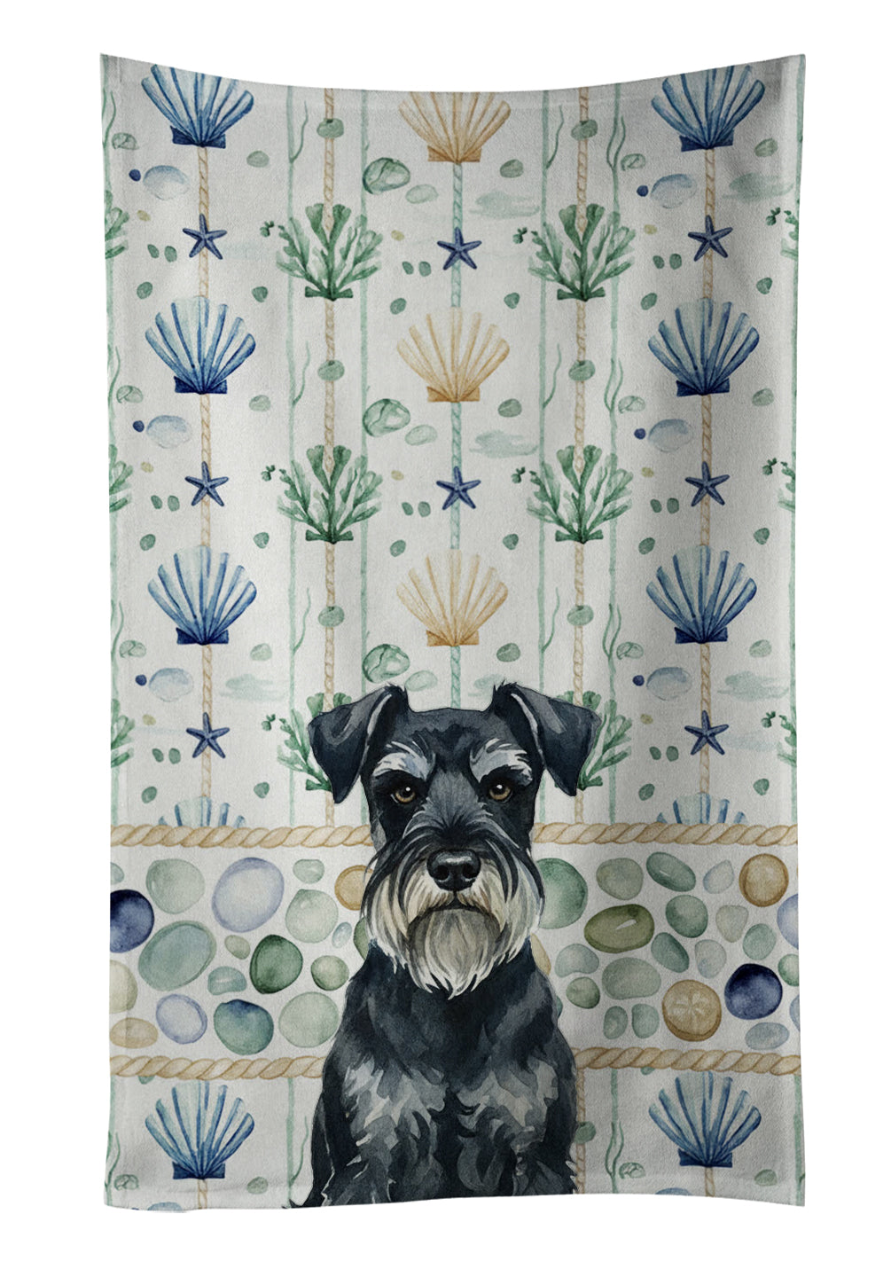 Caroline's Treasures Standard Schnauzer Coastal Sea Glass Kitchen Towel