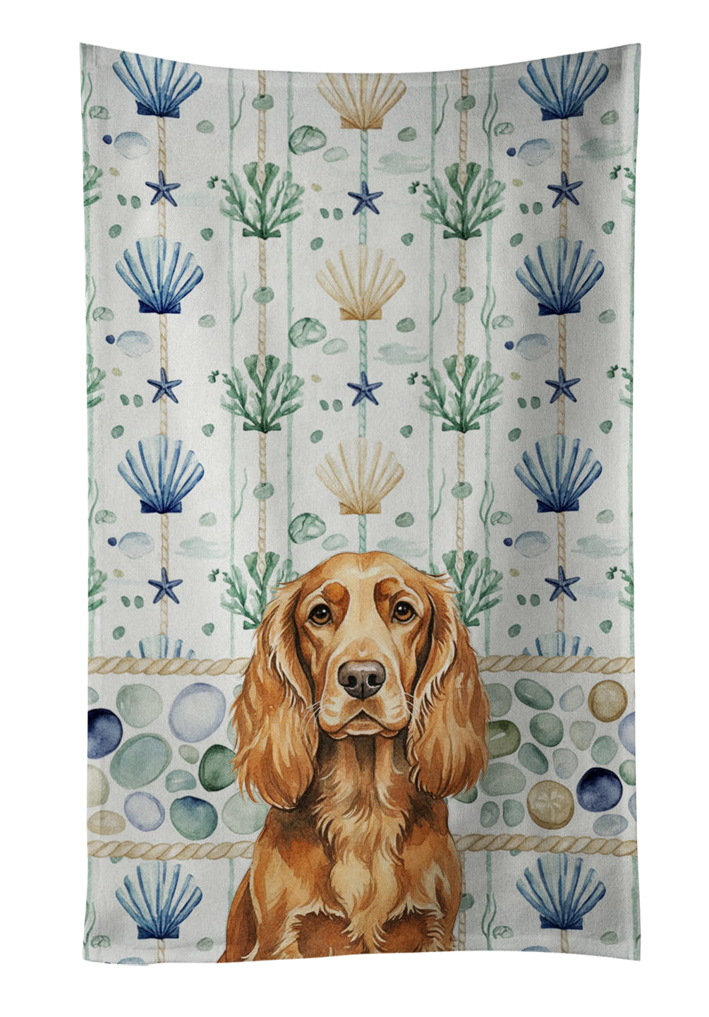 Caroline's Treasures Sussex Spaniel Coastal Sea Glass Kitchen Towel