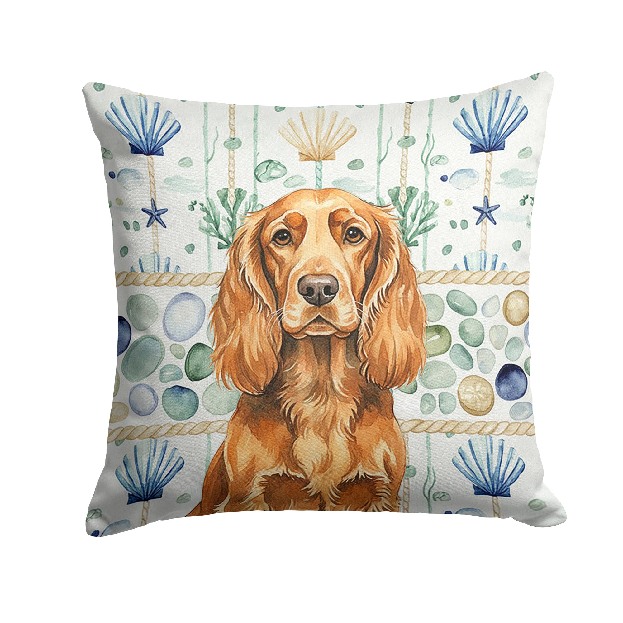 Caroline's Treasures Sussex Spaniel Coastal Sea Glass Throw Pillow
