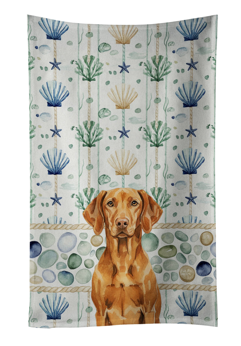 Caroline's Treasures Vizsla Coastal Sea Glass Kitchen Towel
