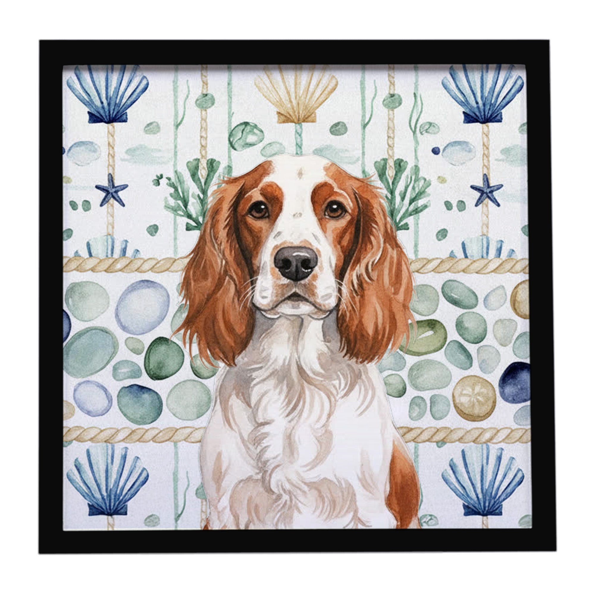Caroline's Treasures Welsh Springer Spaniel Coastal Sea Glass Framed Metal Print