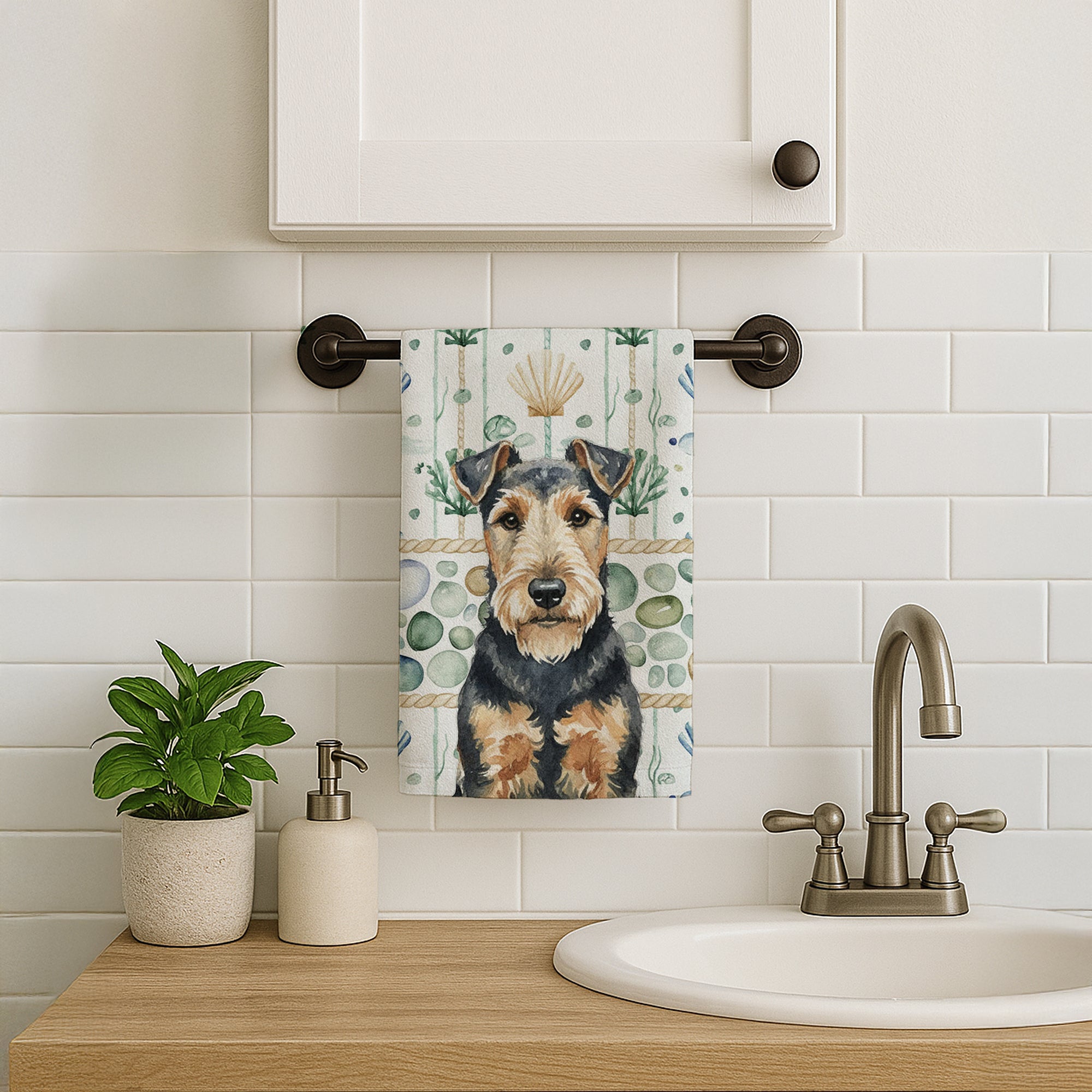 Caroline's Treasures Welsh Terrier Coastal Sea Glass Kitchen Towel