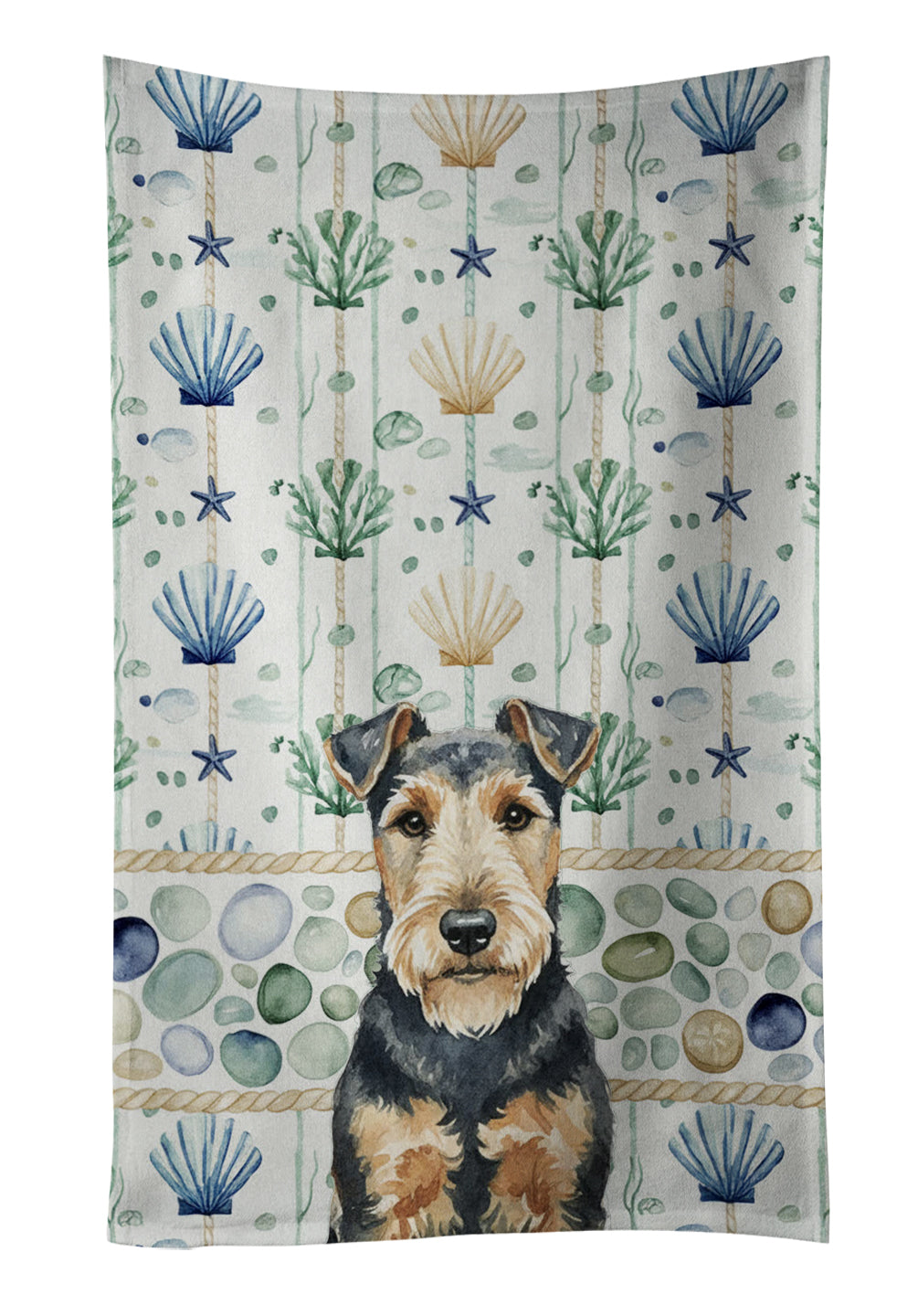 Caroline's Treasures Welsh Terrier Coastal Sea Glass Kitchen Towel