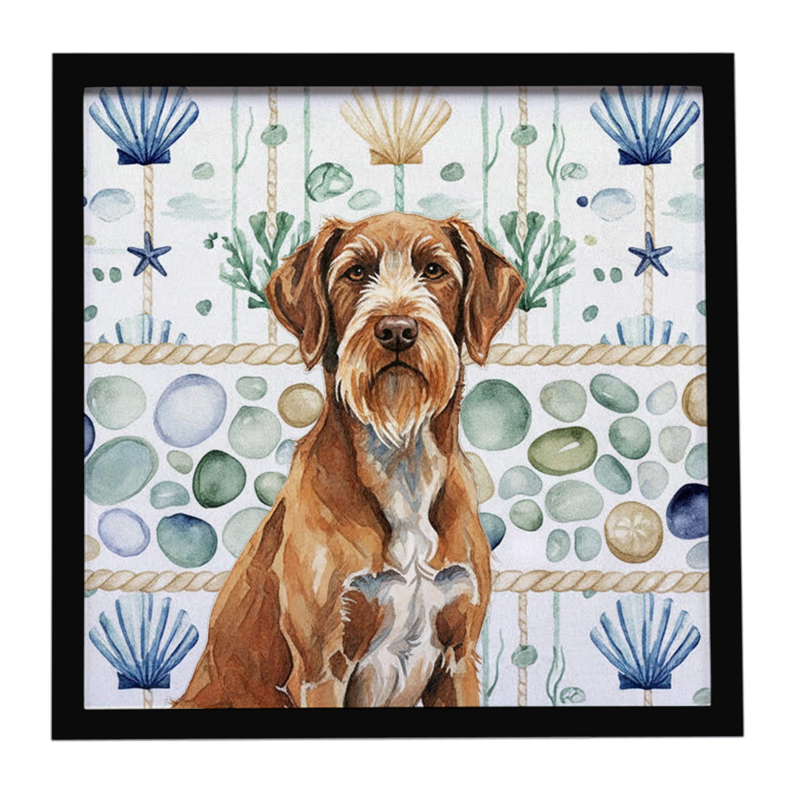 Caroline's Treasures Wirehaired Pointing Griffon Coastal Sea Glass Framed Metal Print