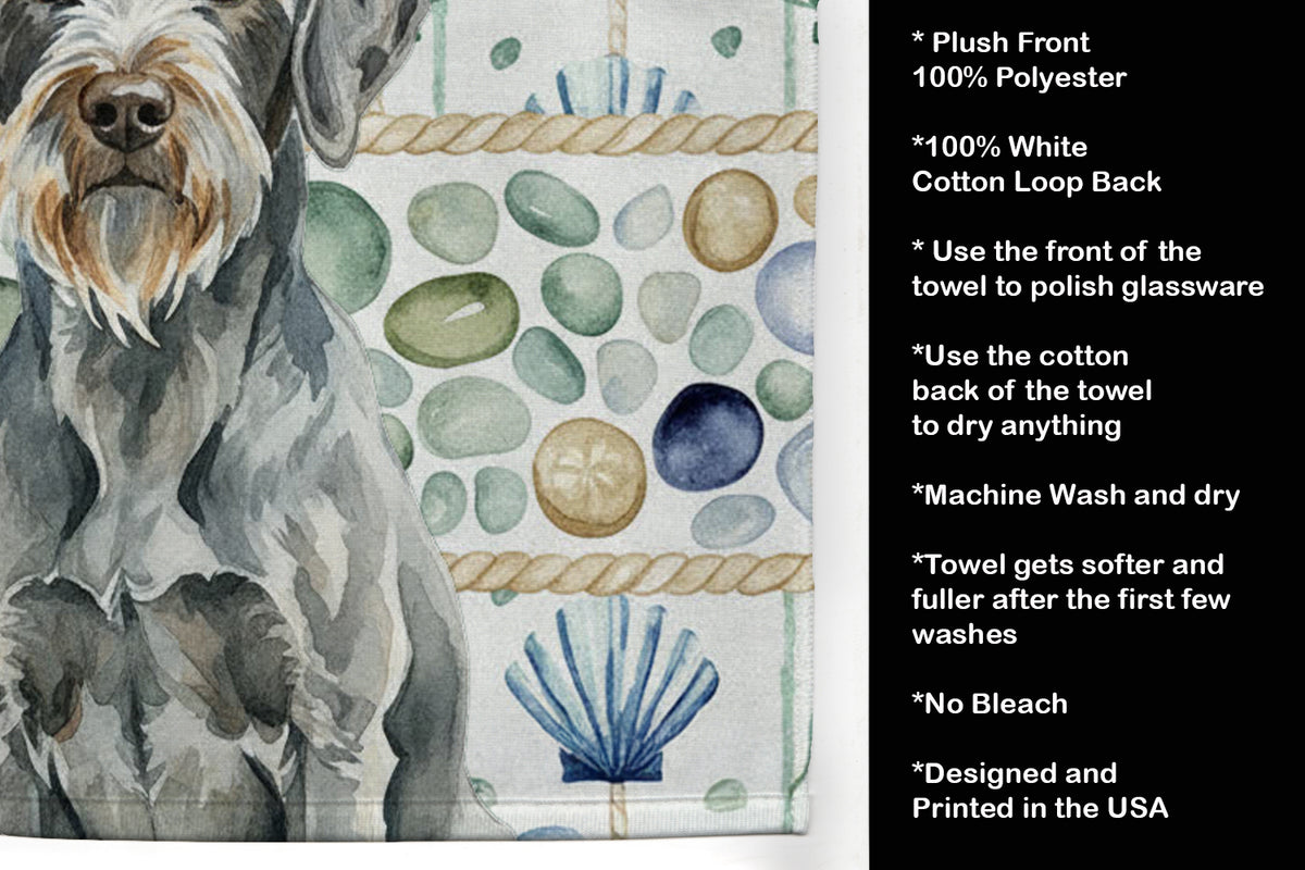 Caroline's Treasures Steel Gray Wirehaired Pointing Griffon Coastal Sea Glass Kitchen Towel