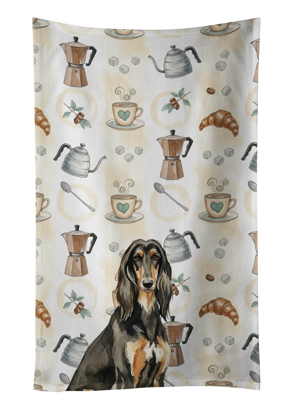 Caroline's Treasures Black & Tan Afghan Hound Coffee Bar Kitchen Towel