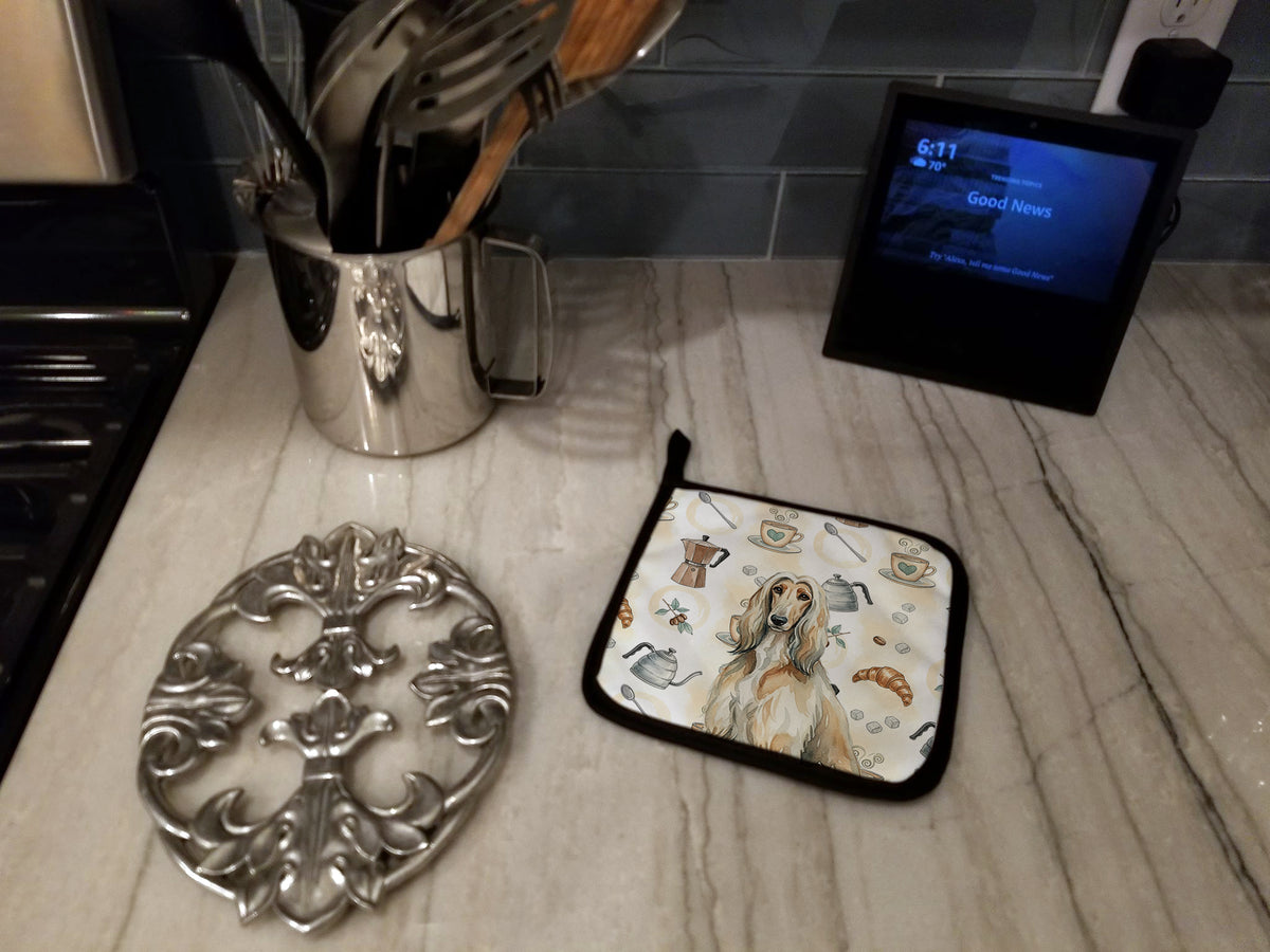 Caroline's Treasures Afghan Hound Coffee Bar Pair of Pot Holders