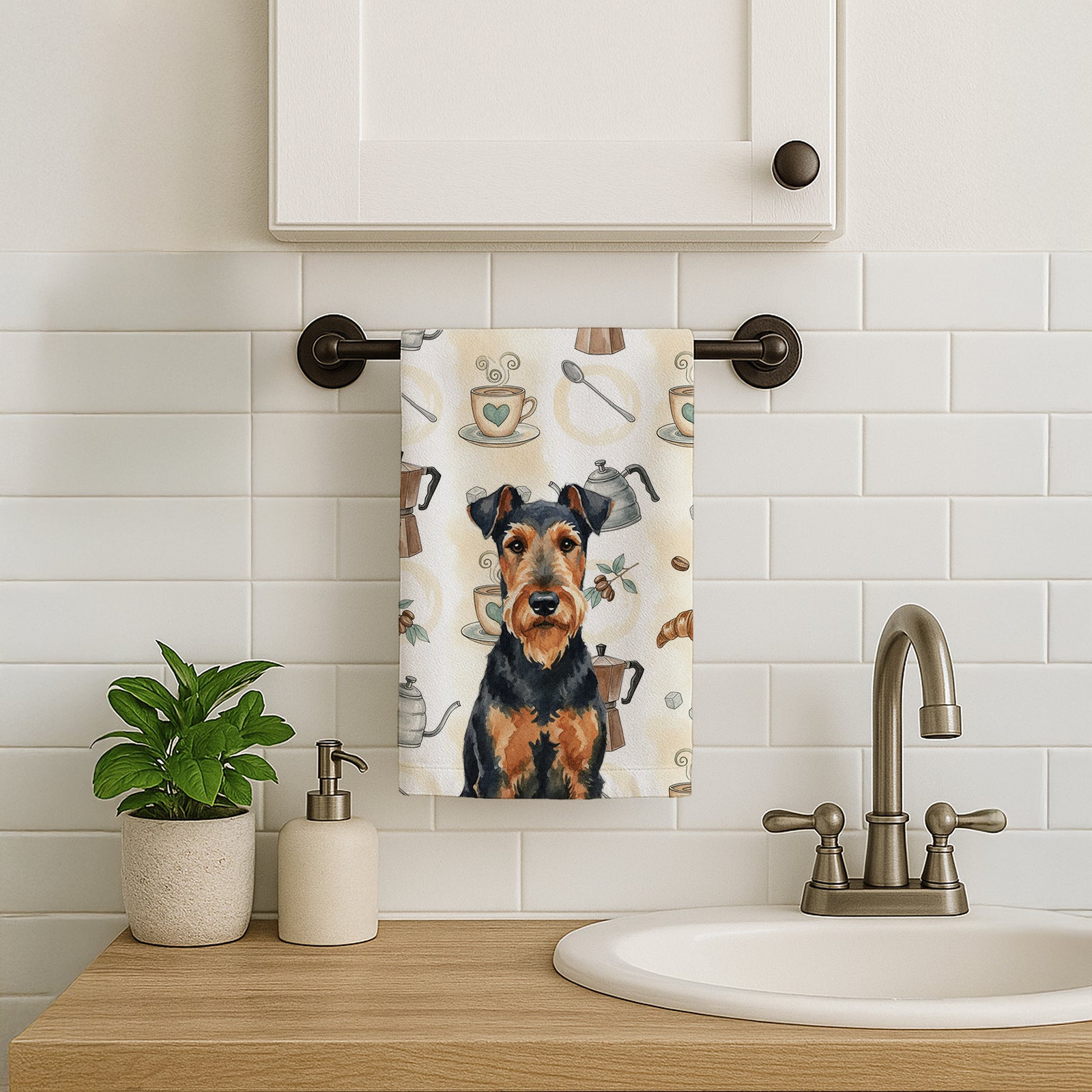 Caroline's Treasures Airedale Terrier Coffee Bar Kitchen Towel