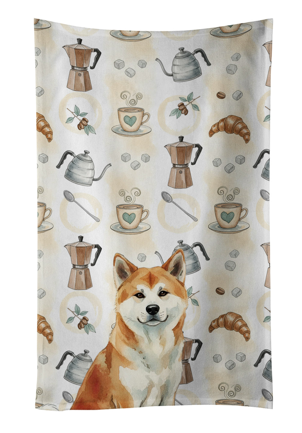 Caroline's Treasures Red Akita Coffee Bar Kitchen Towel