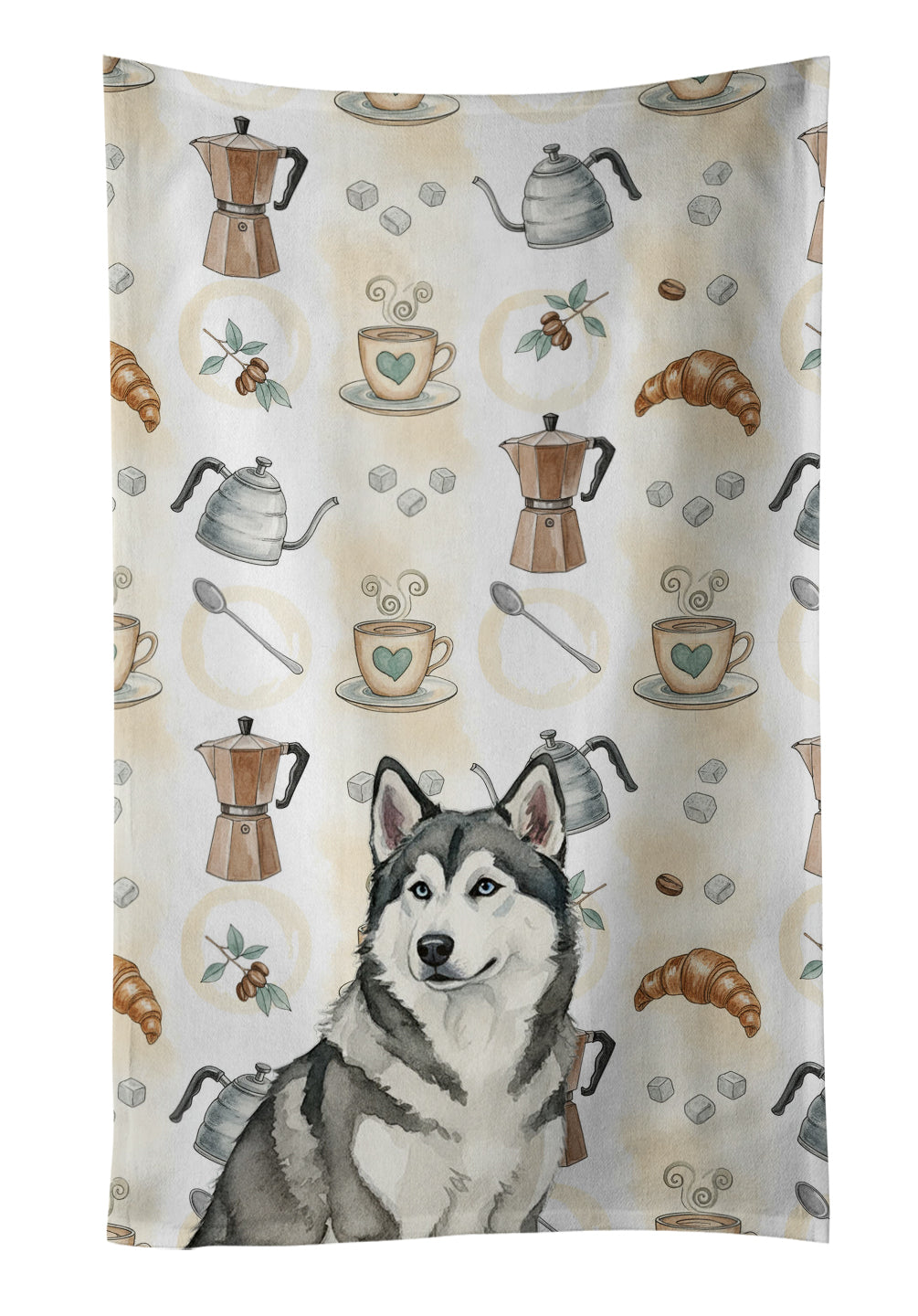 Caroline's Treasures Gray and White Alaskan Malamute Coffee Bar Kitchen Towel