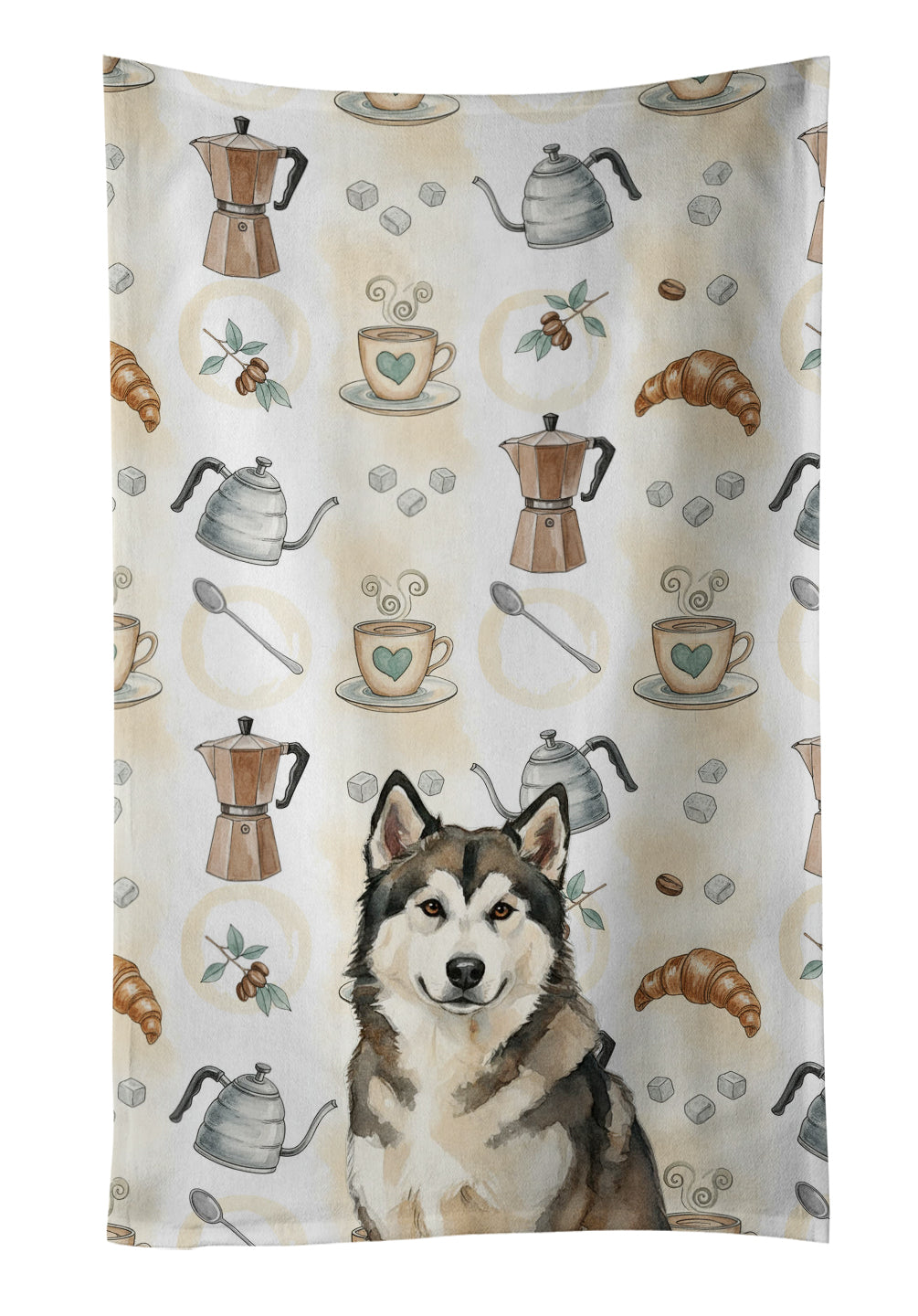 Caroline's Treasures Sable and White Alaskan Malamute Coffee Bar Kitchen Towel