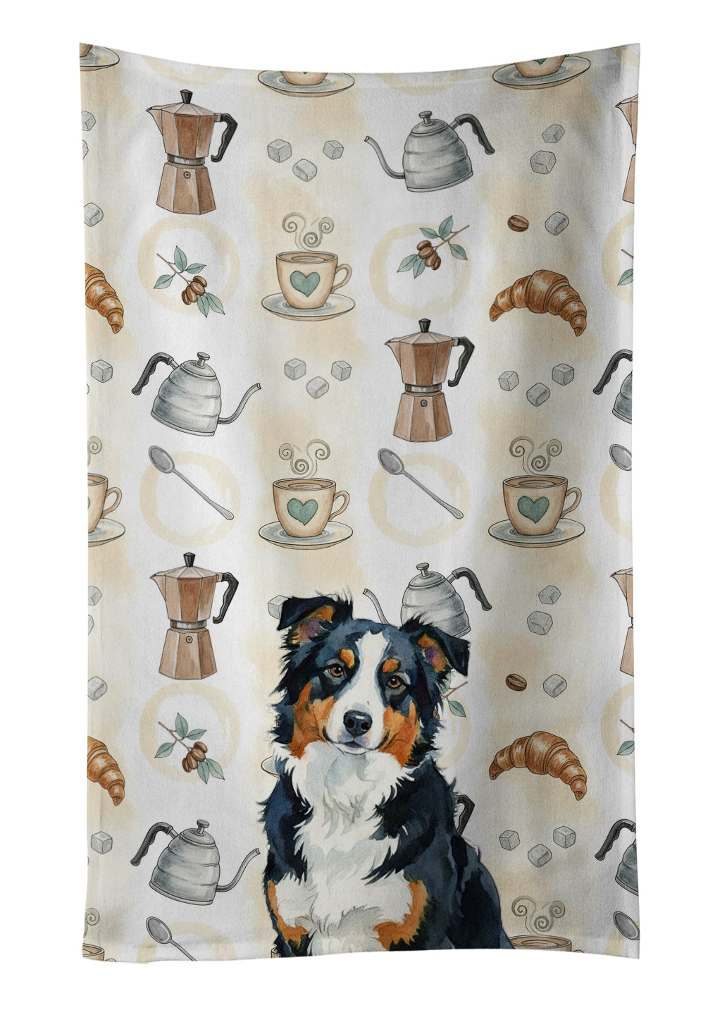 Caroline's Treasures Black Tri American Shepherd Coffee Bar Kitchen Towel