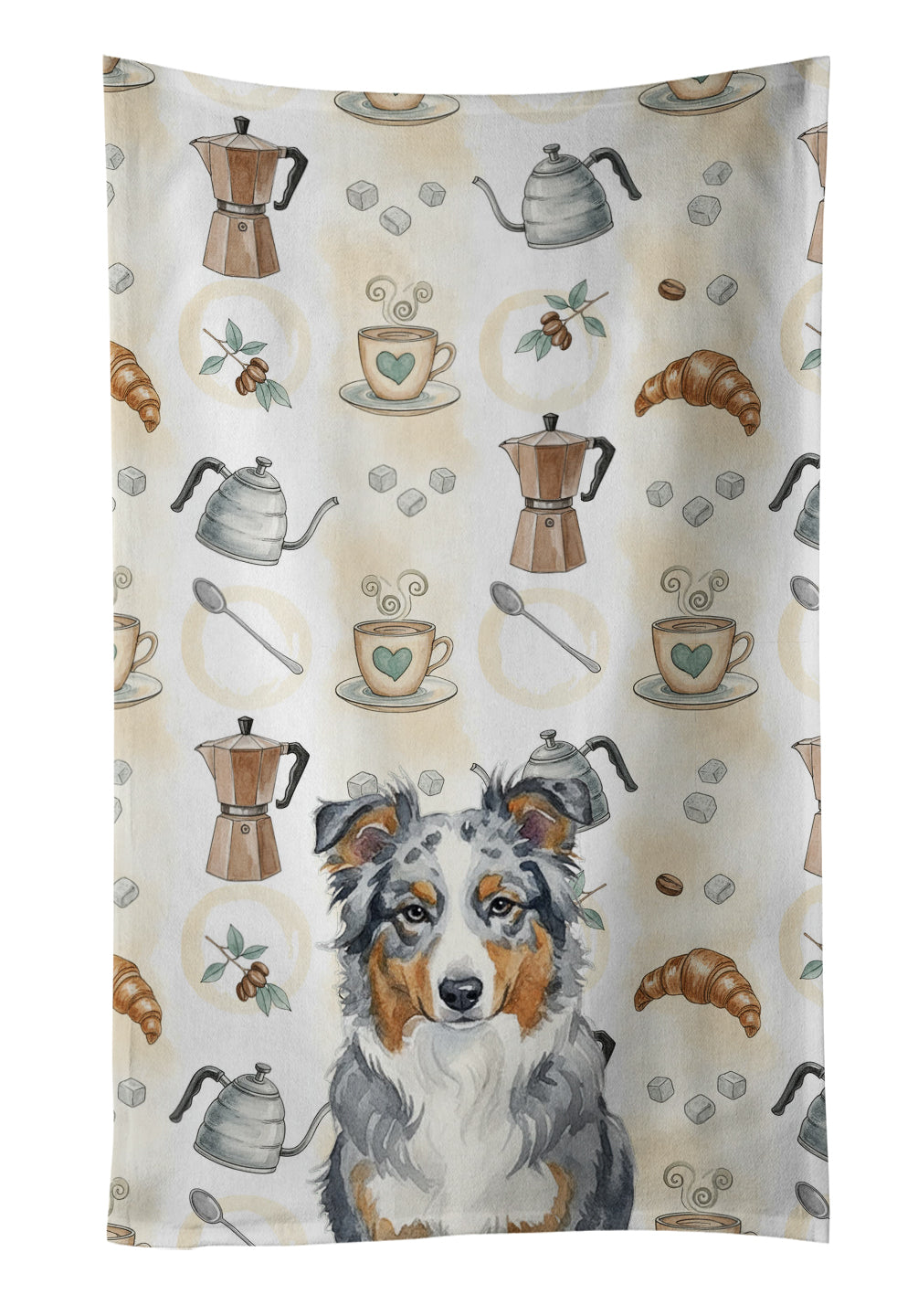 Caroline's Treasures Blue Merle American Shepherd Coffee Bar Kitchen Towel