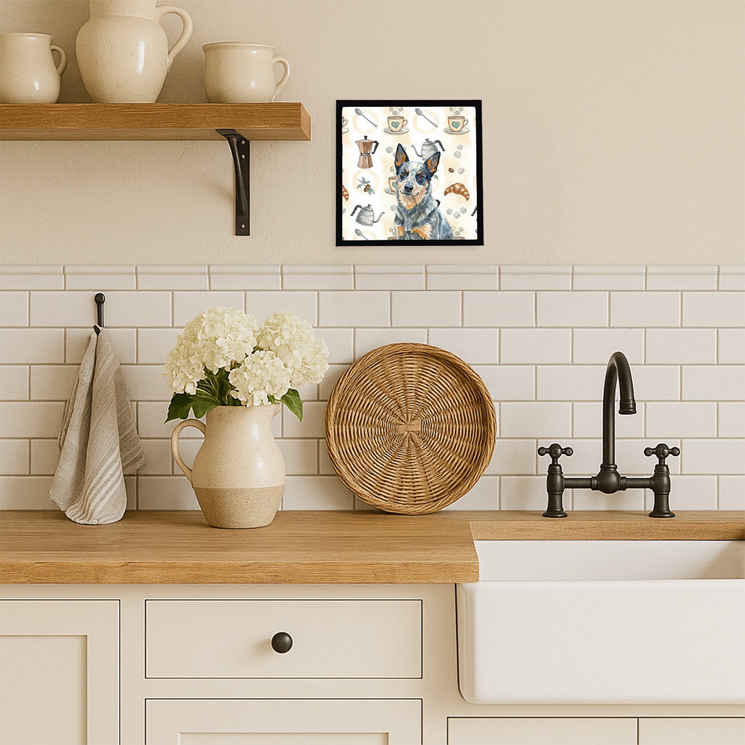 Caroline's Treasures Blue Heeler Australian Cattle Dog Coffee Bar Framed Metal Print