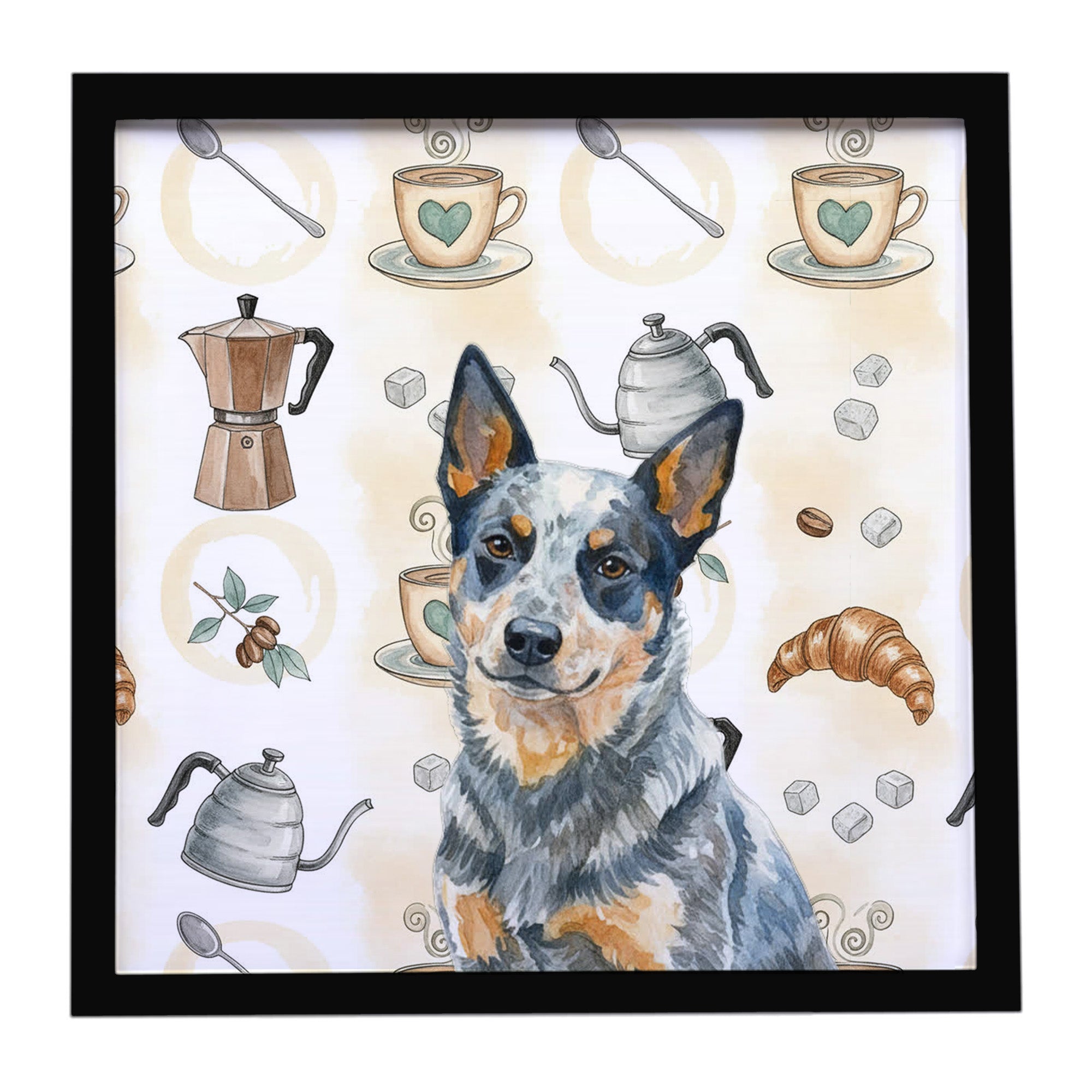 Caroline's Treasures Blue Heeler Australian Cattle Dog Coffee Bar Framed Metal Print