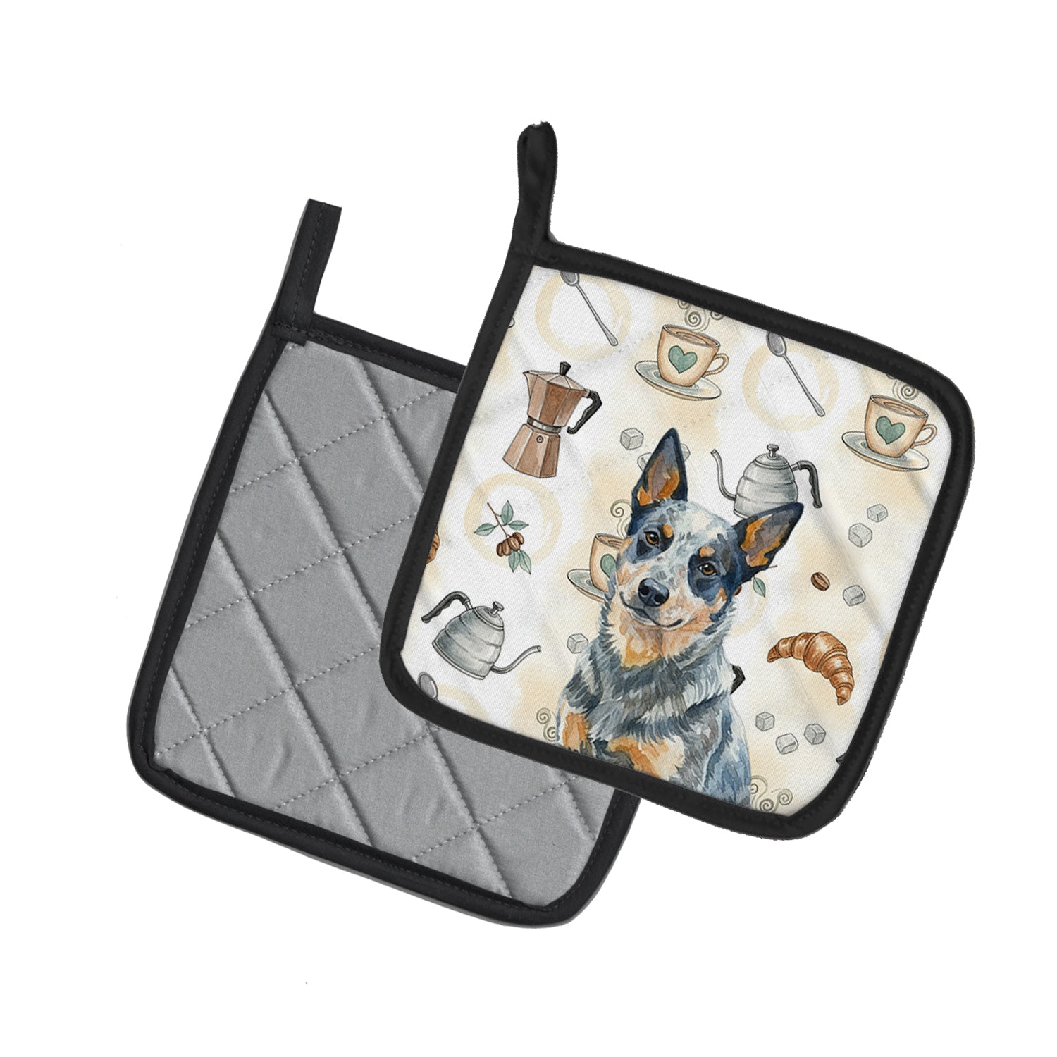 Caroline's Treasures Blue Heeler Australian Cattle Dog Coffee Bar Pair of Pot Holders
