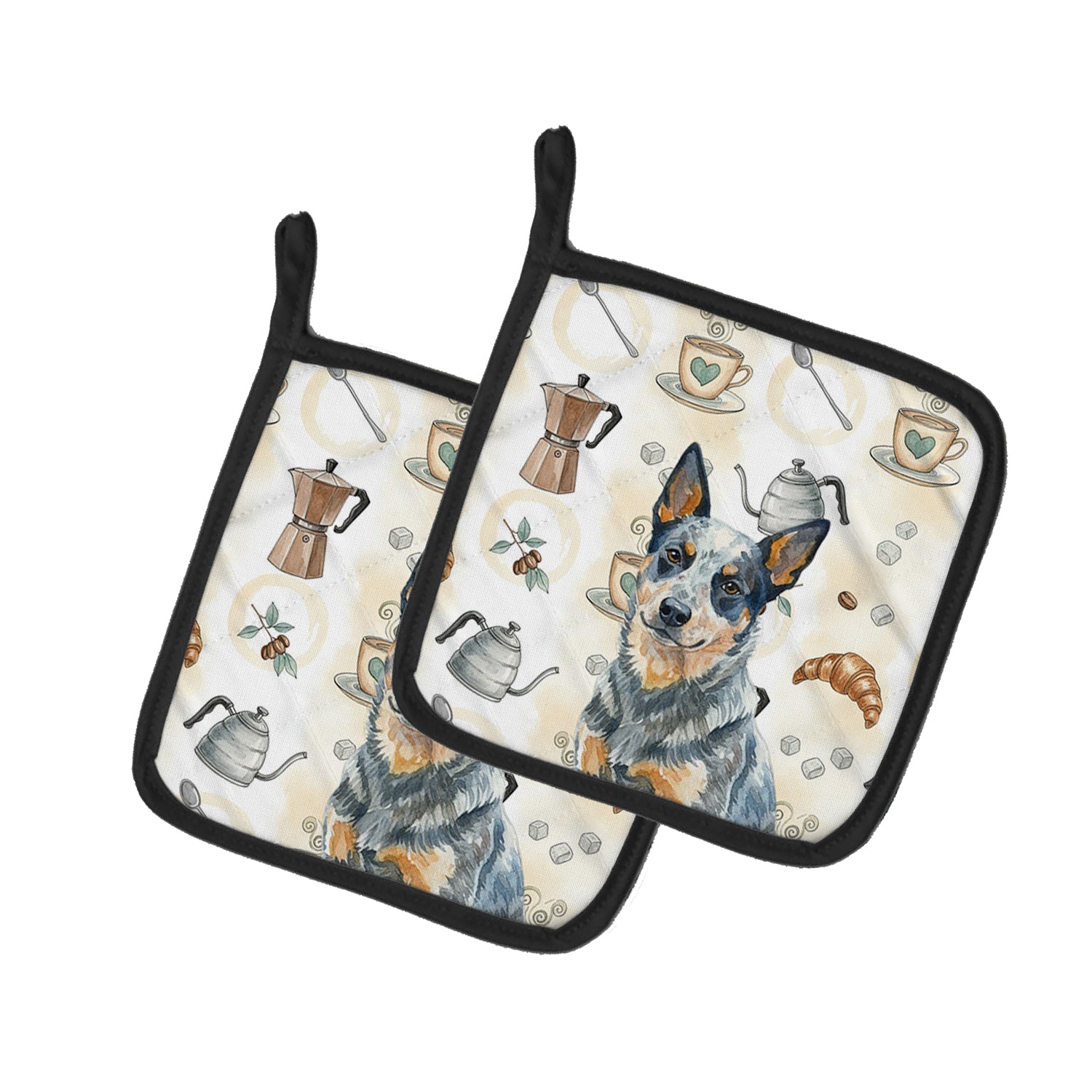 Caroline's Treasures Blue Heeler Australian Cattle Dog Coffee Bar Pair of Pot Holders