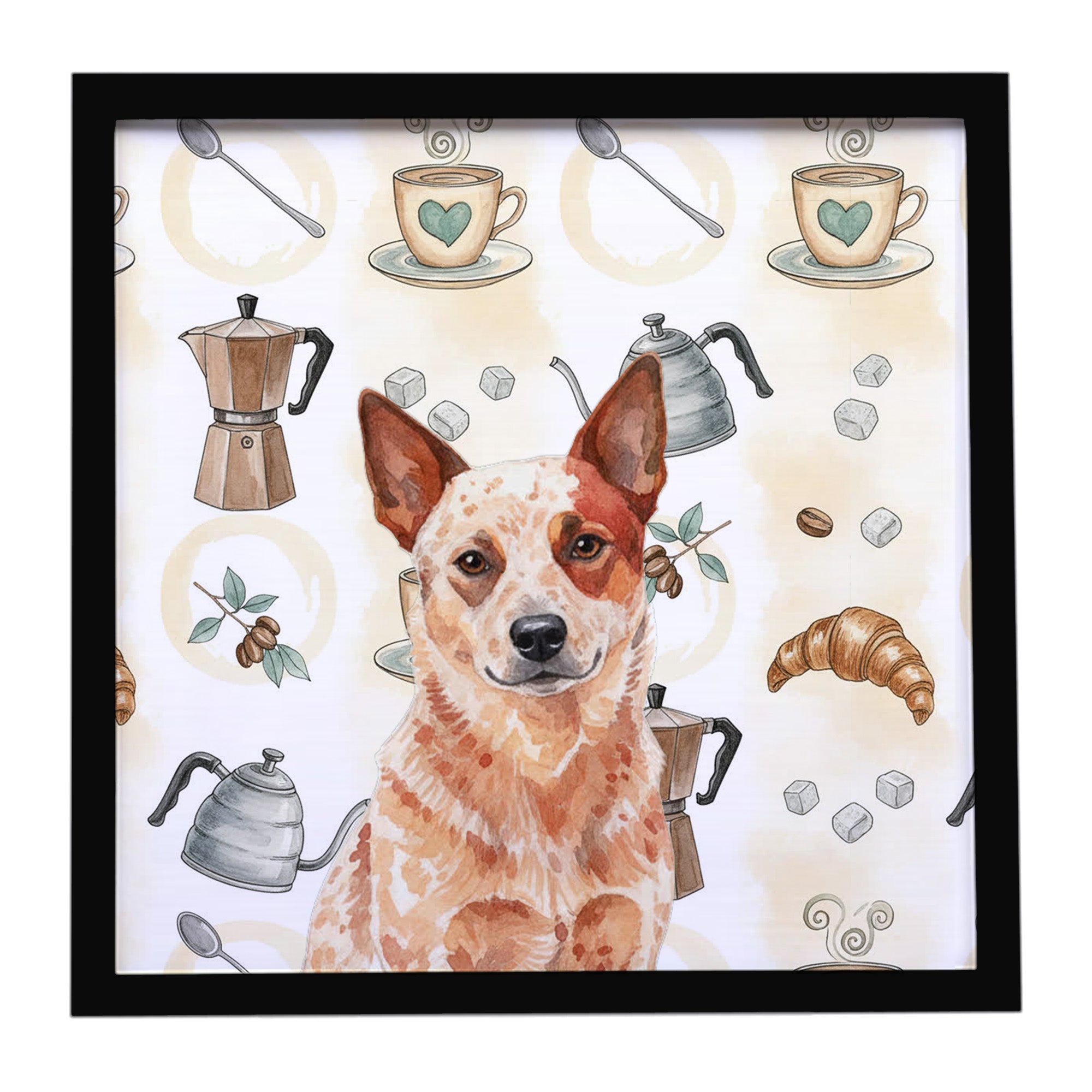 Caroline's Treasures Red Heeler Australian Cattle Dog Coffee Bar Framed Metal Print