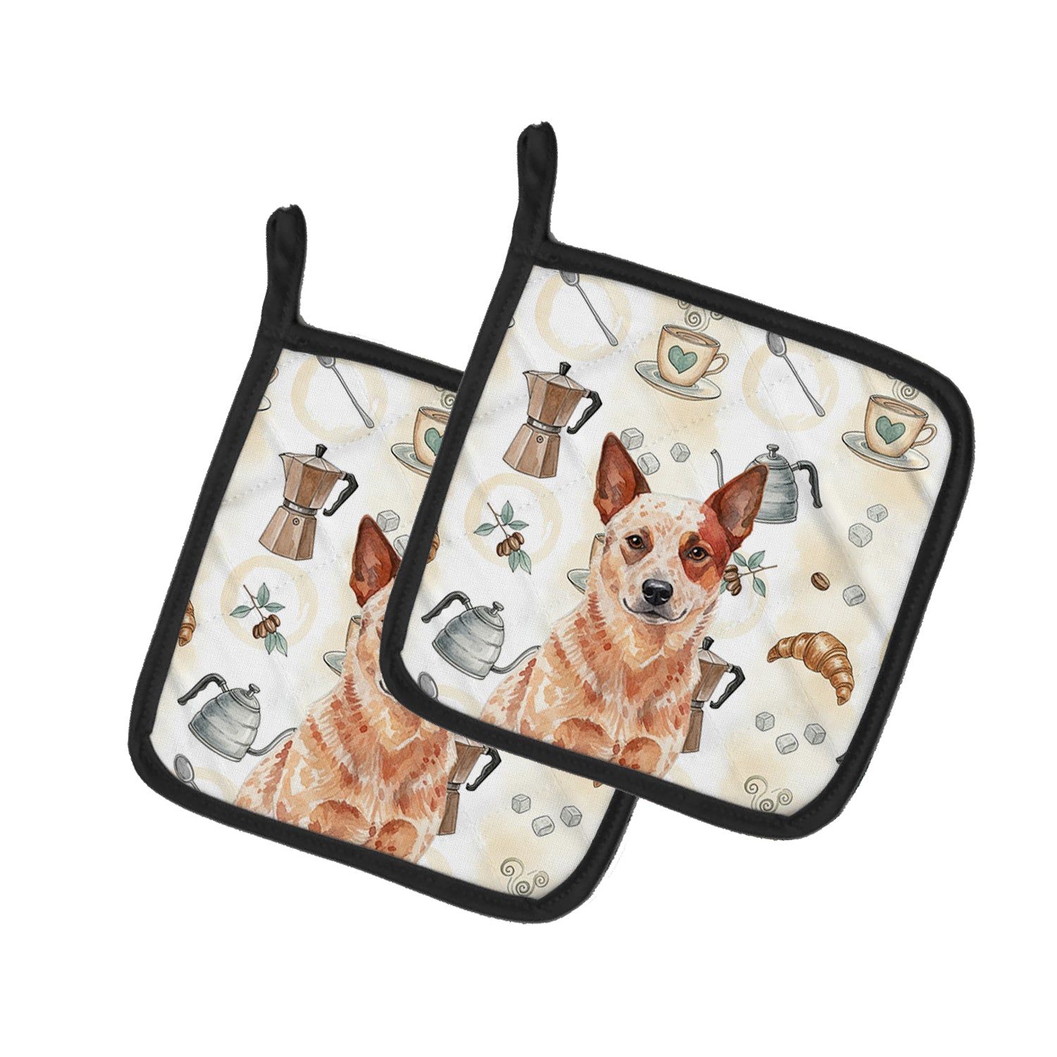 Caroline's Treasures Red Heeler Australian Cattle Dog Coffee Bar Pair of Pot Holders