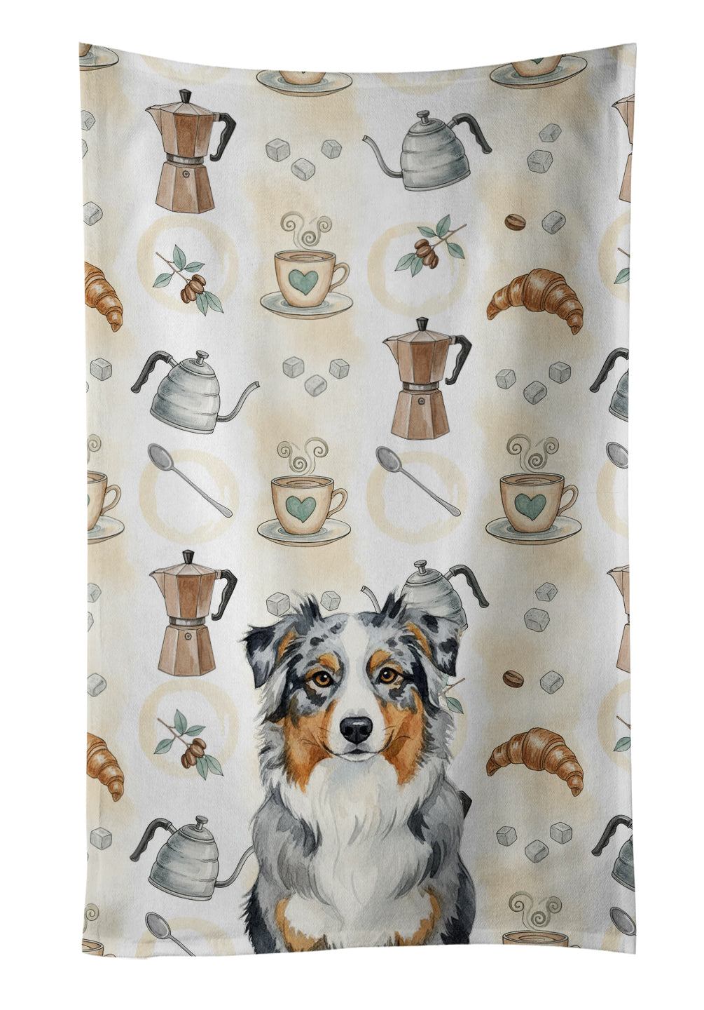 Caroline's Treasures Blue Merle Australian Shepherd Coffee Bar Kitchen Towel