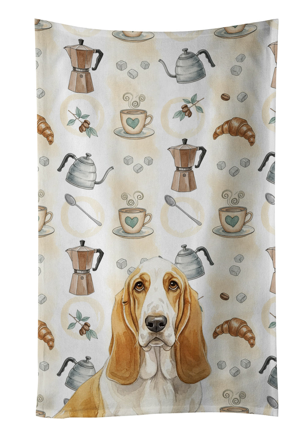 Caroline's Treasures Lemon and White Basset Hound Coffee Bar Kitchen Towel